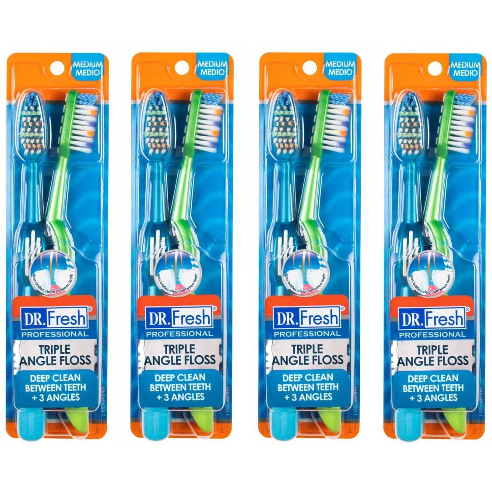 4 blísters, cepillo de dientes dr fresh professional complete care