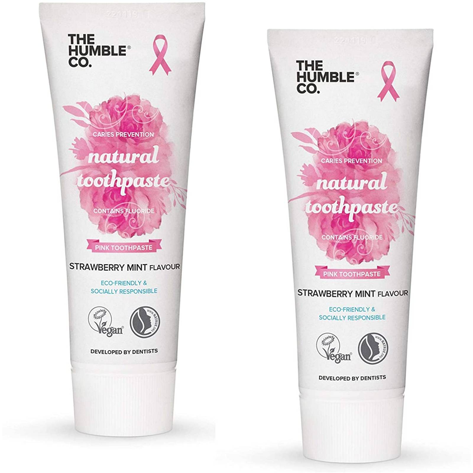 Paquete 2pack pasta dental natural fresa 75ml con flúor