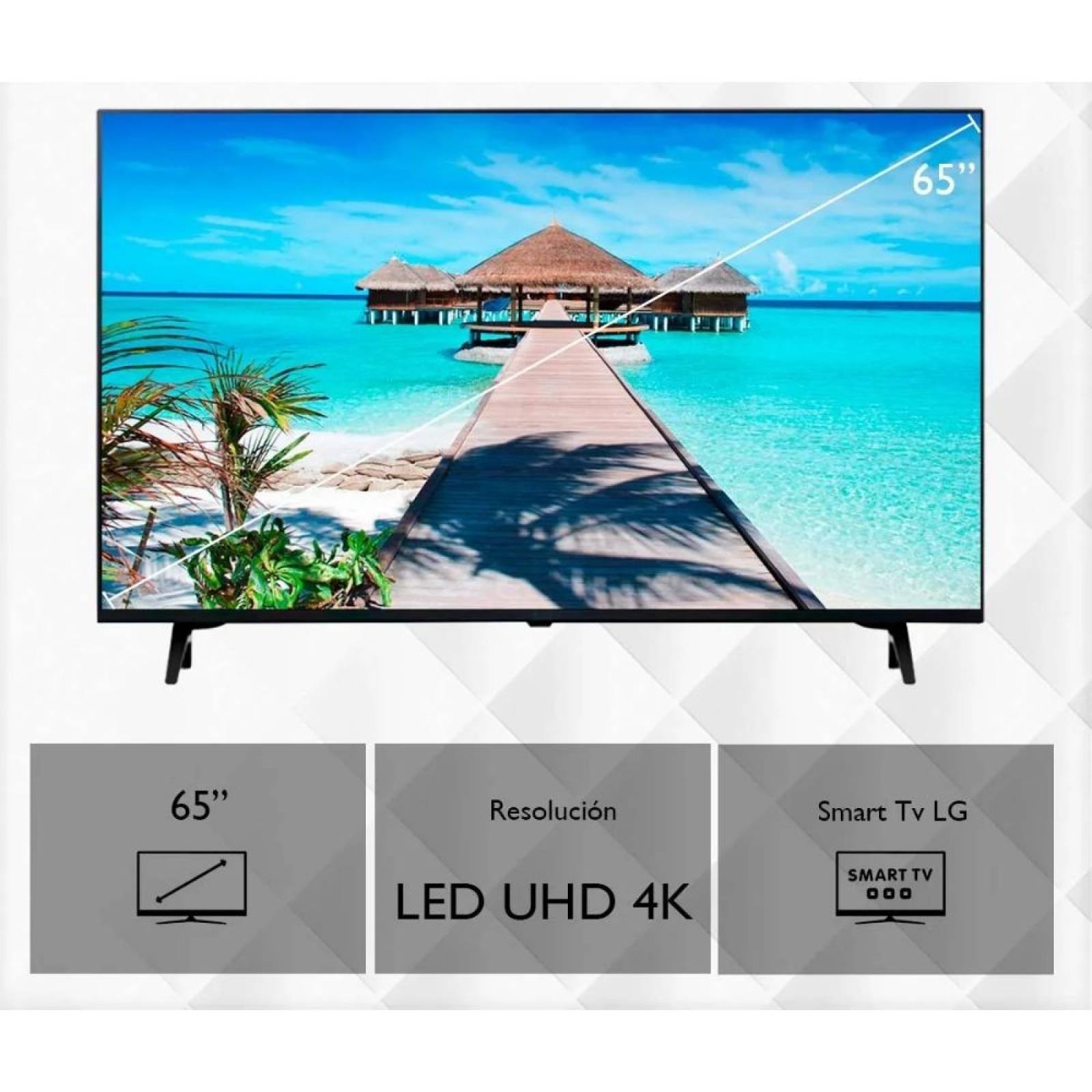 Televisor lg 65 pulgadas led 4k 3840 x 2160p 60hz smart tv full web bluetooth google assistant alexa... y reconocimiento de voz (reacondicionado)