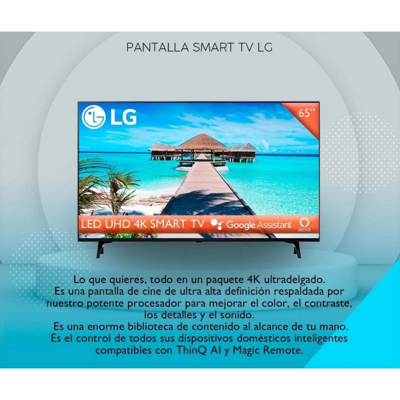 Televisor lg 65 pulgadas led 4k 3840 x 2160p 60hz smart tv full web bluetooth google assistant alexa... y reconocimiento de voz (reacondicionado)