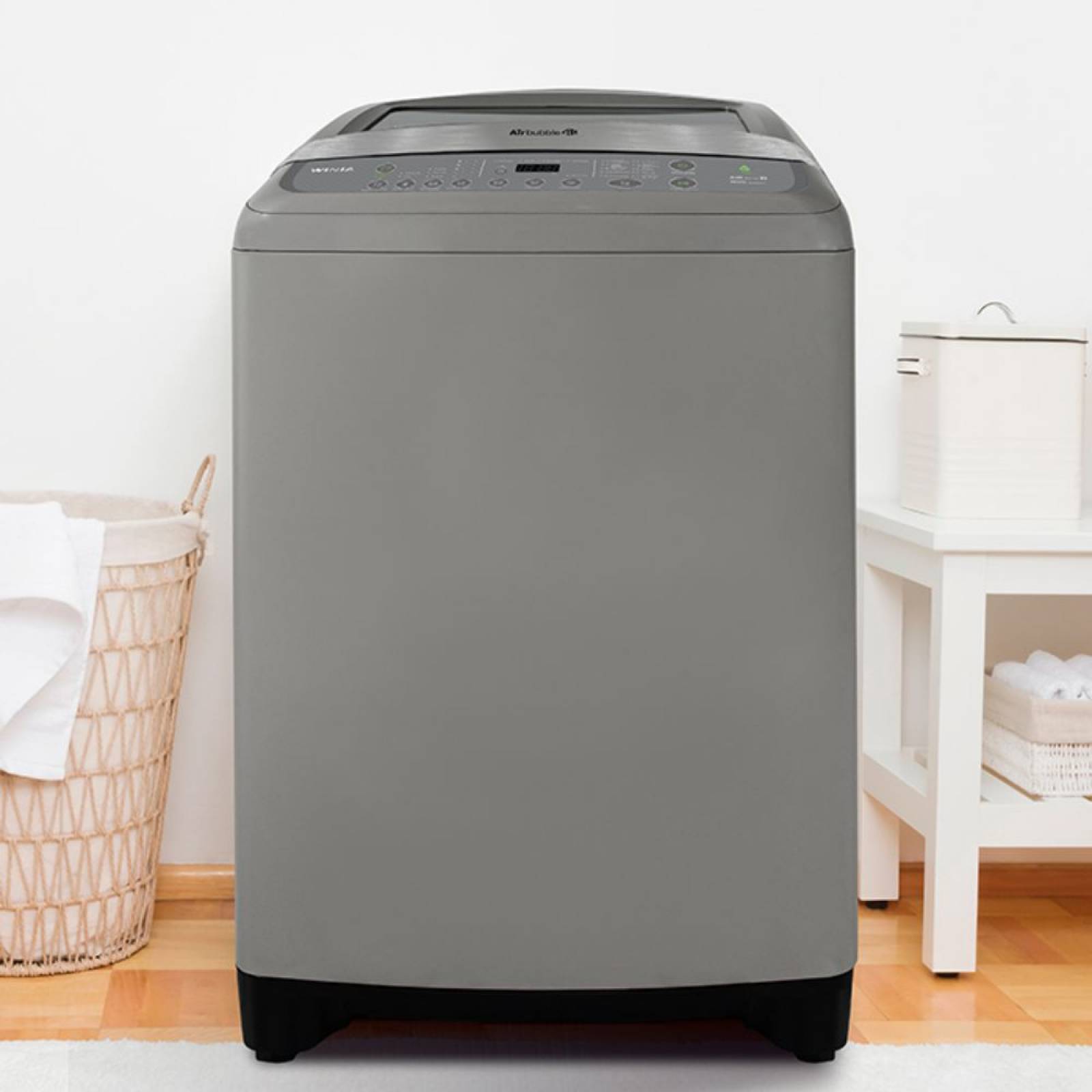 Lavadora 21kg automatica carga superior gris claro daewoo