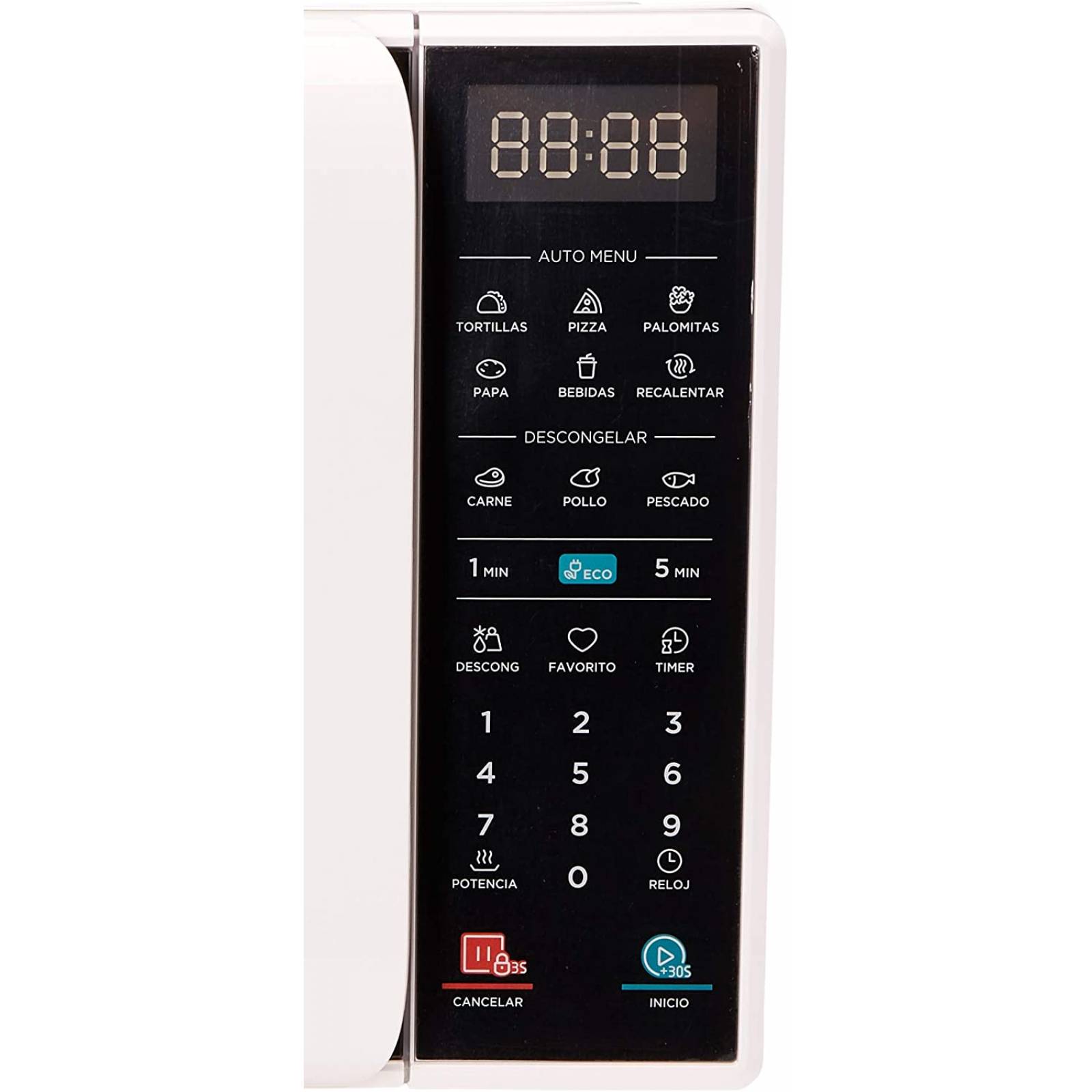 Horno de microondas 7" color blanco puerta negra marca midea