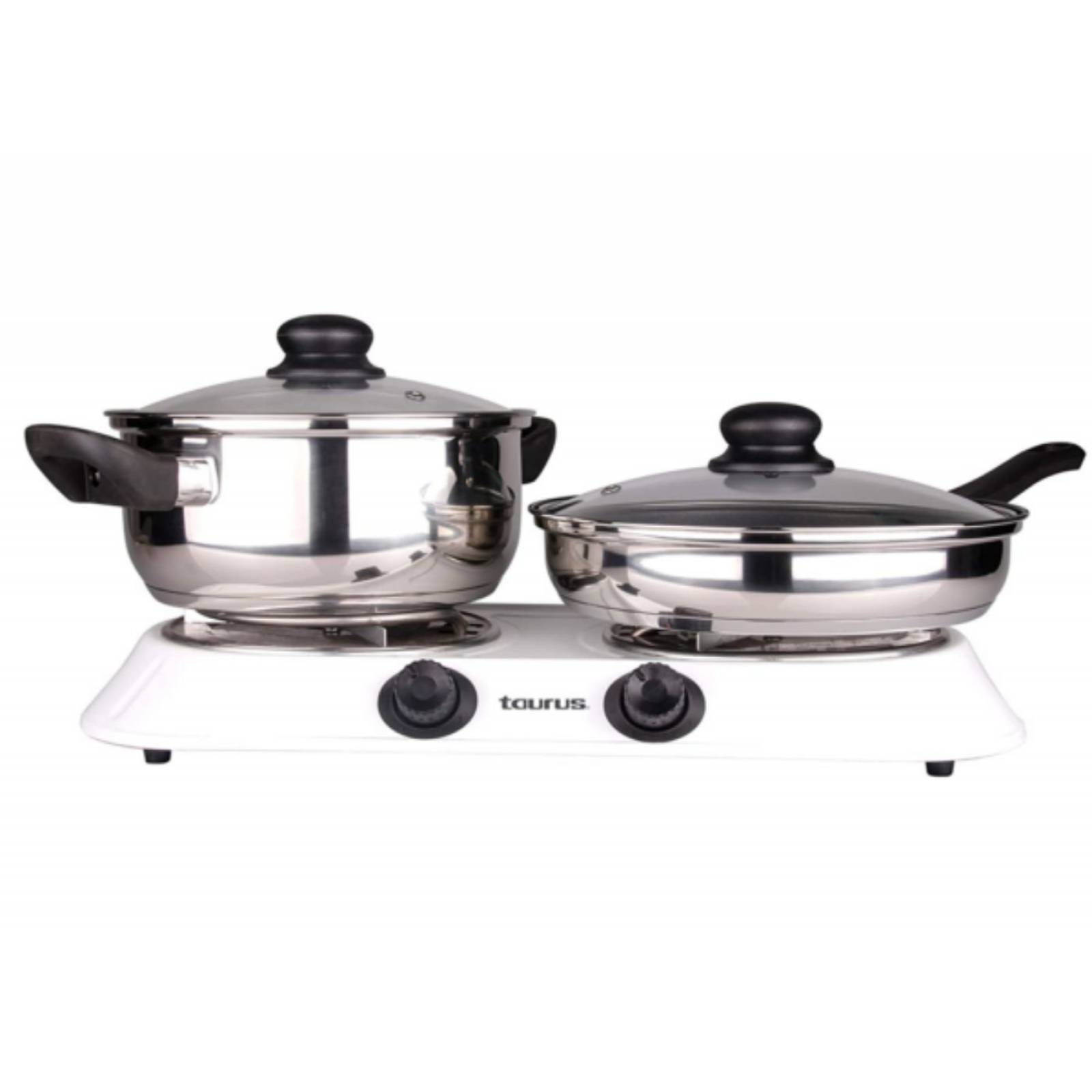 Parrilla electrica doble quemador en espiral blanca taurus