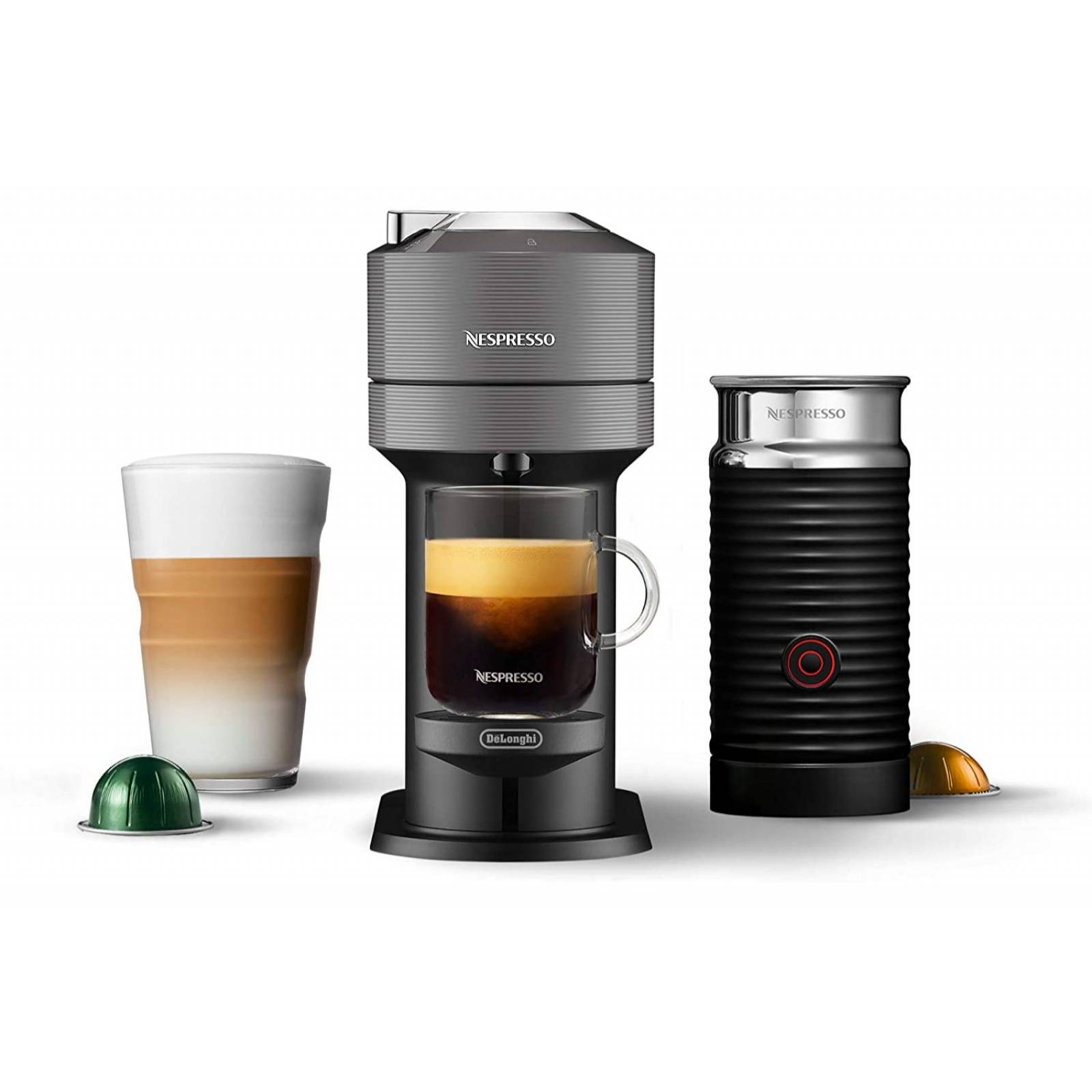Cafetera nespresso vertuo next coffee espresso con aeroccino gris obscuro (reacondicionado)