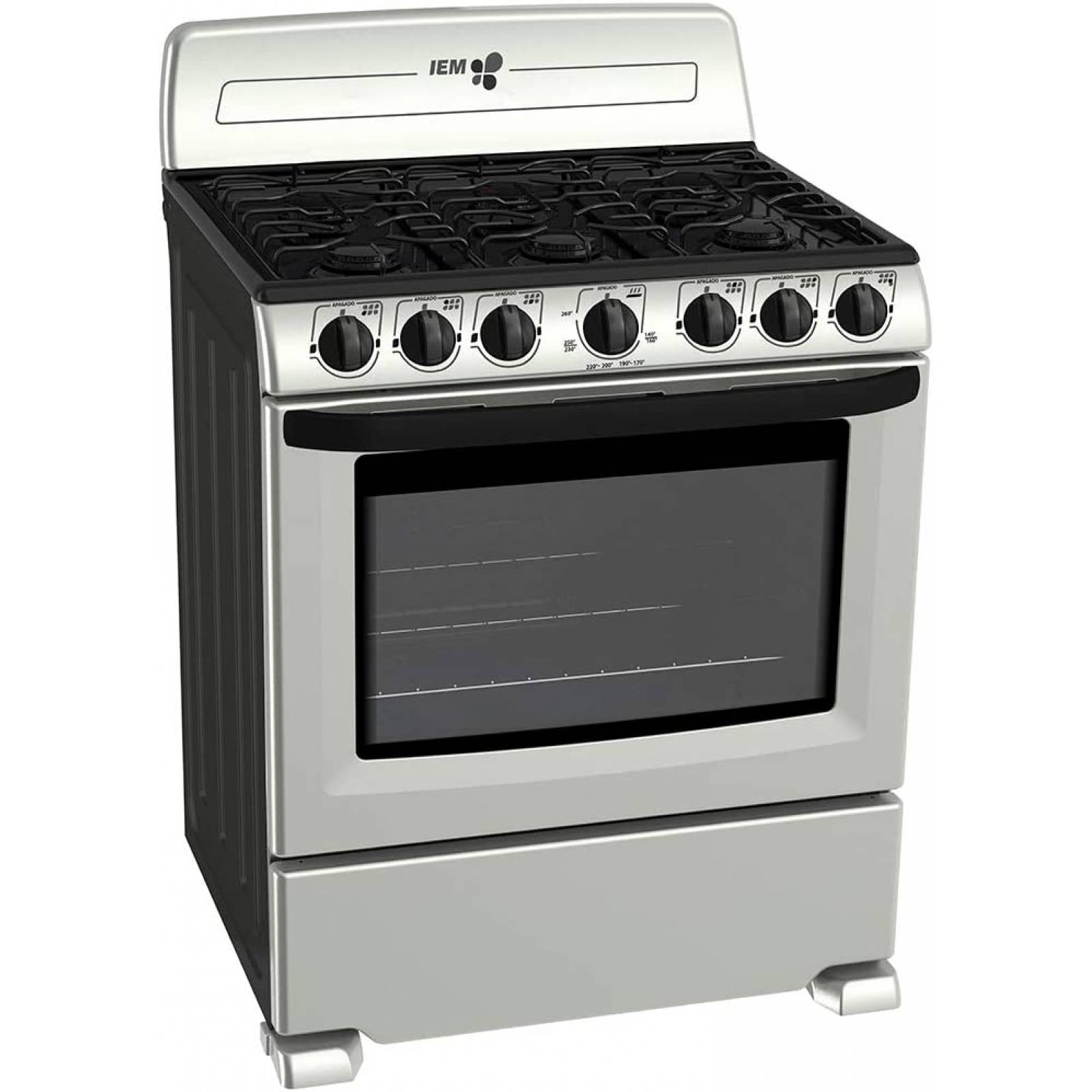 Estufa 30p de piso enc manual 6 quemadores silver iem