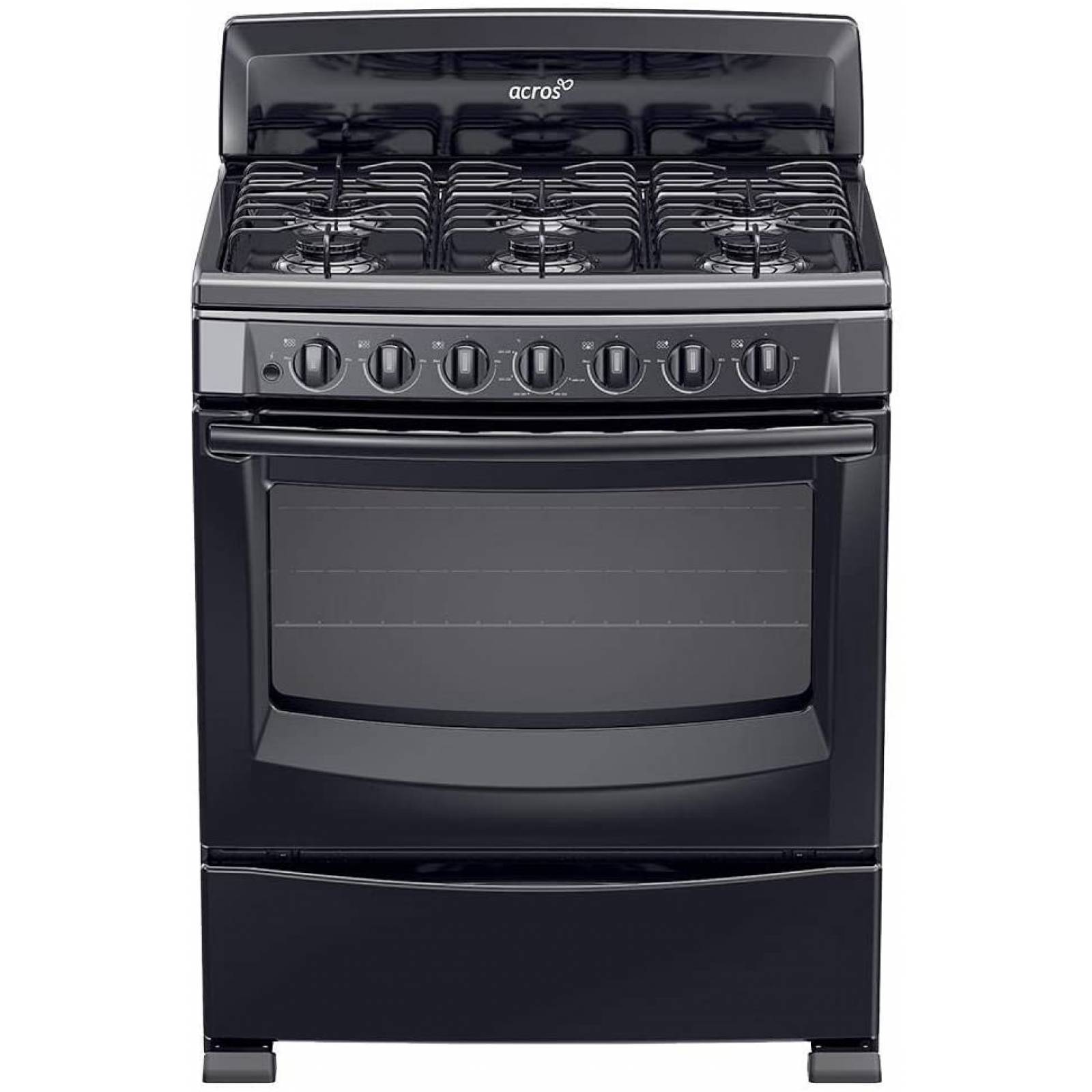 Estufa 30p de piso enc electrónico 6 quemadores negro acros