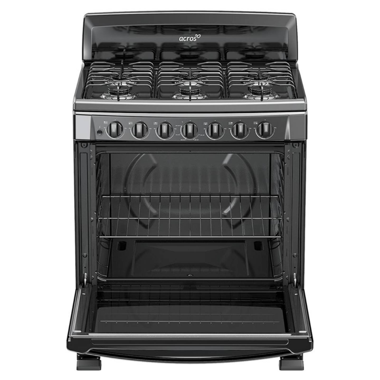 Estufa 30p de piso enc electrónico 6 quemadores negro acros