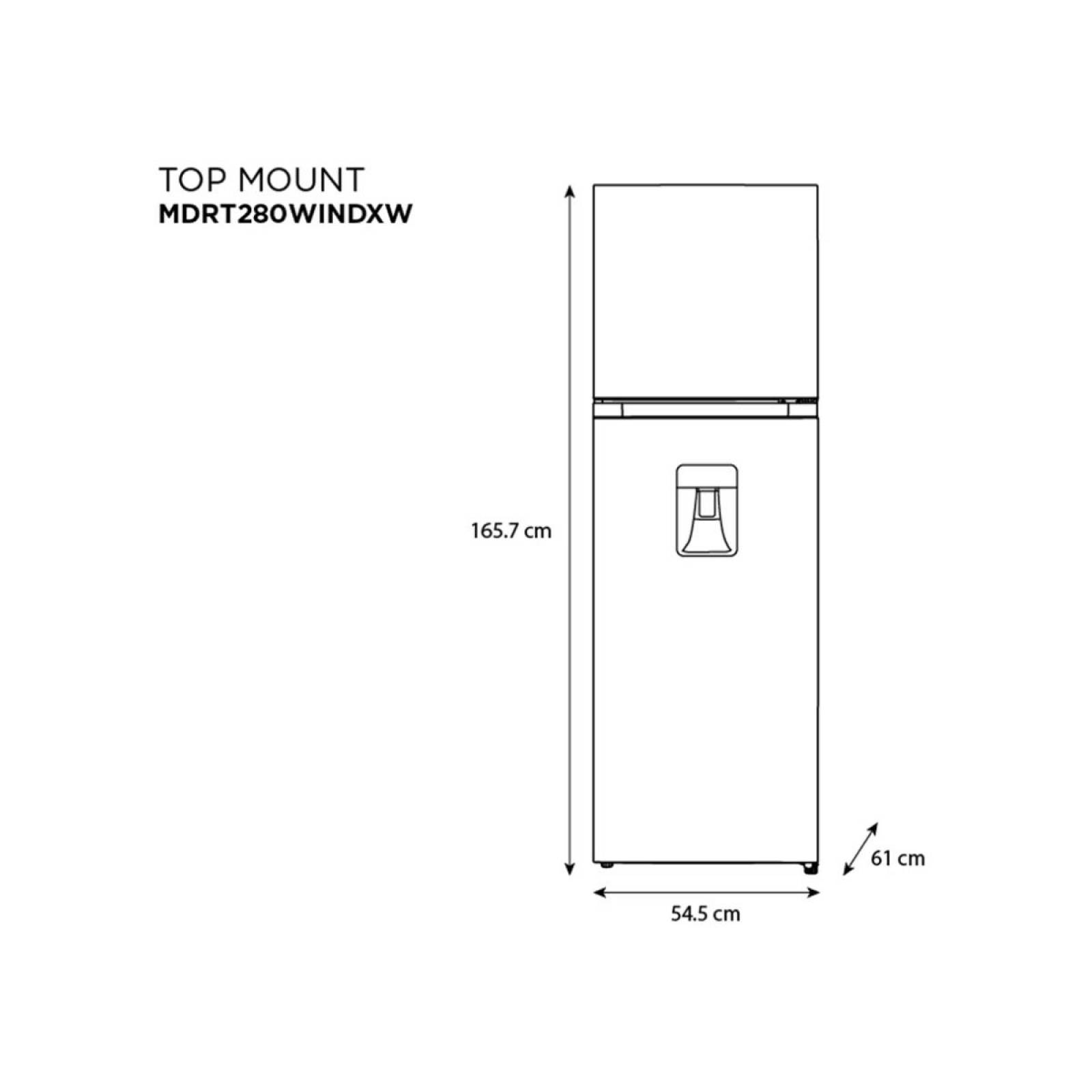 Refrigerador 10 pies top mount acabado blue steel marca midea