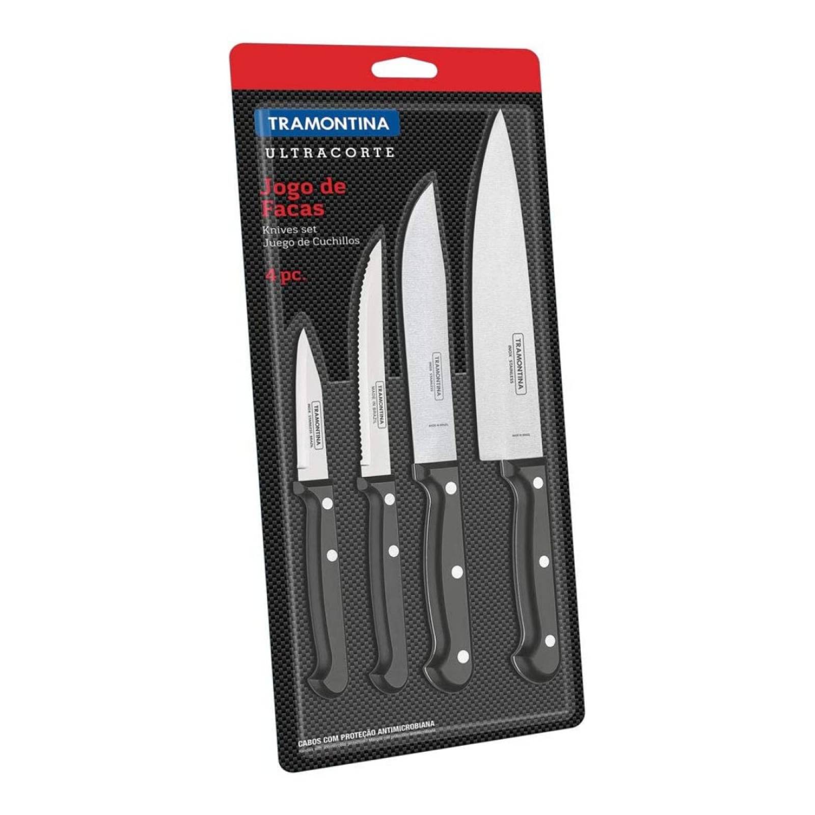 Juego de cuchillos 4 piezas ultracorte marca tramontina