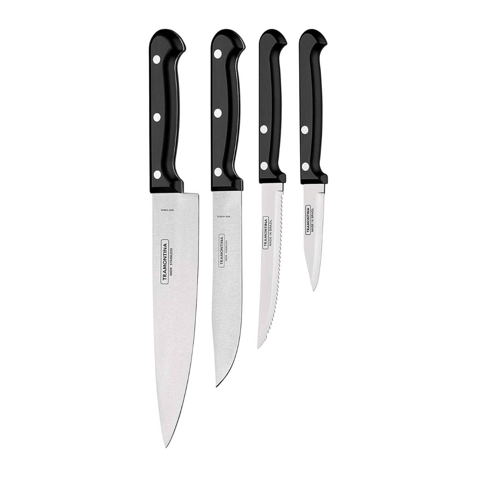 Juego de cuchillos 4 piezas ultracorte marca tramontina