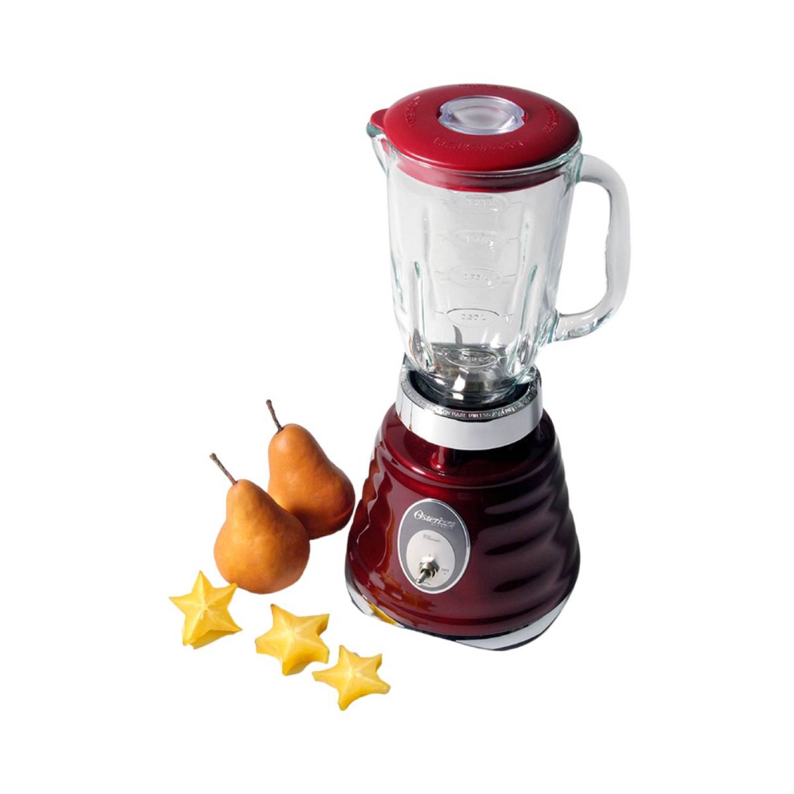 Licuadora metalica 2 vel clasica rojo vaso cristal oster