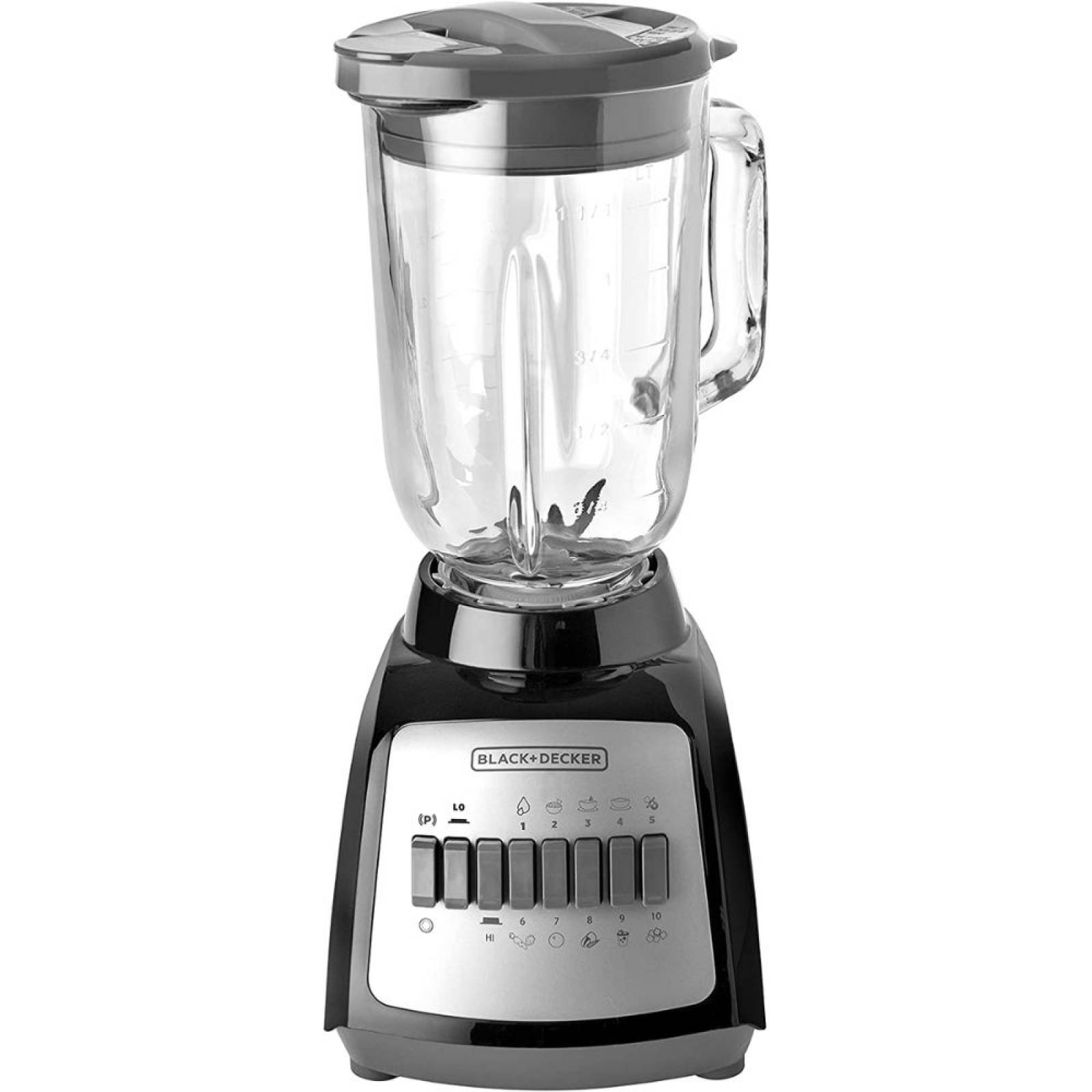 Licuadora 12 vel 1.25lt vaso de vidrio durapro negro b&d