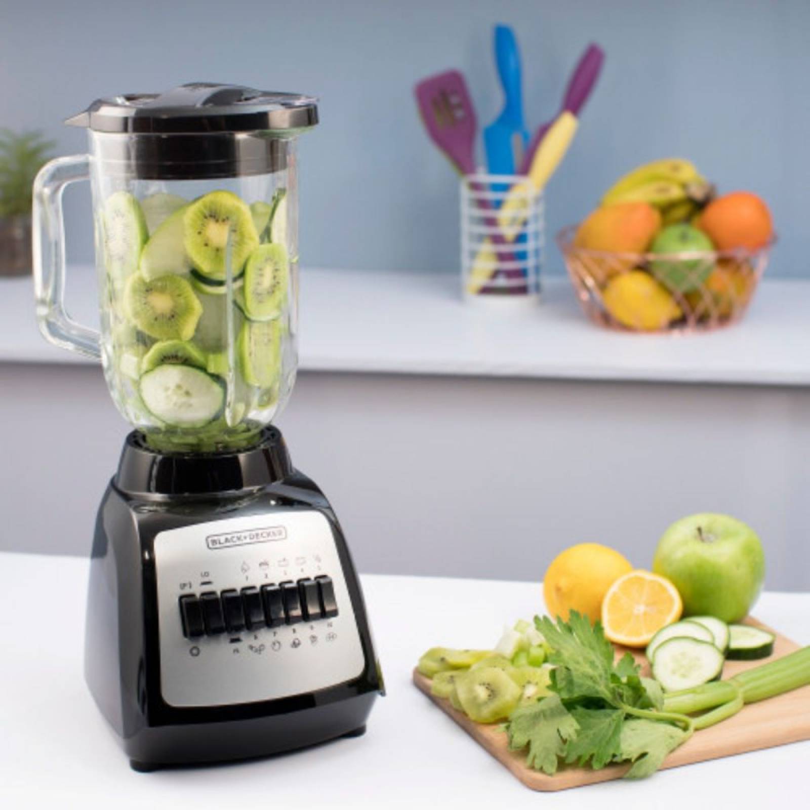 Licuadora 12 vel 1.25lt vaso de vidrio durapro negro b&d