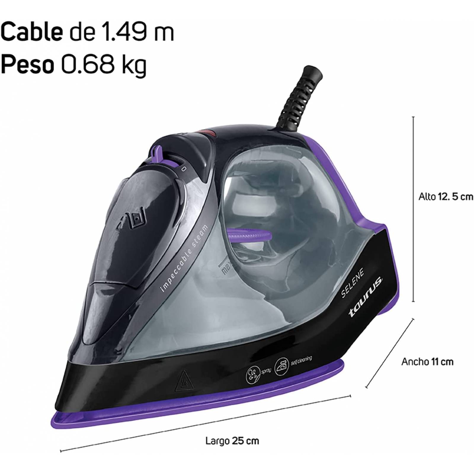 Plancha de vapor taurus mod. selene suela antiadherente