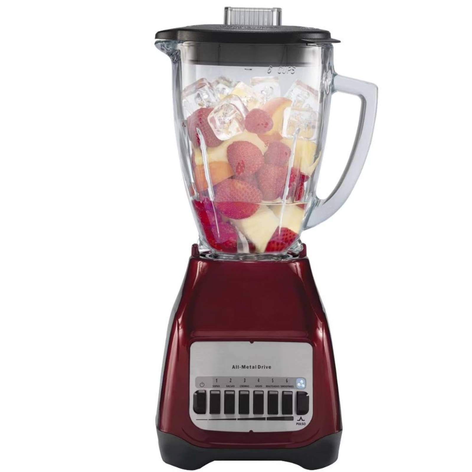 Licuadora 6vel vaso de vidrio 1.5lts roja oster