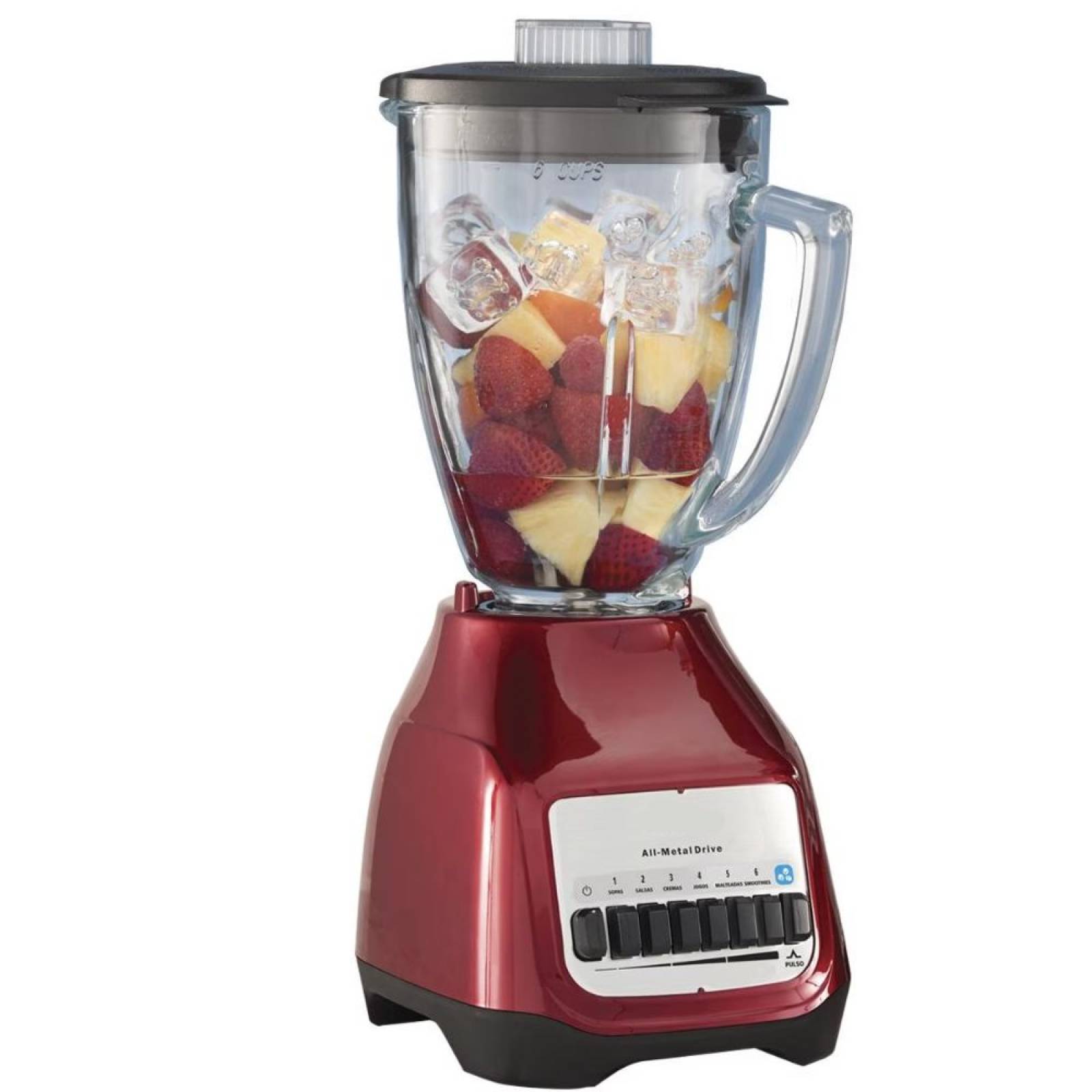 Licuadora 6vel vaso de vidrio 1.5lts roja oster