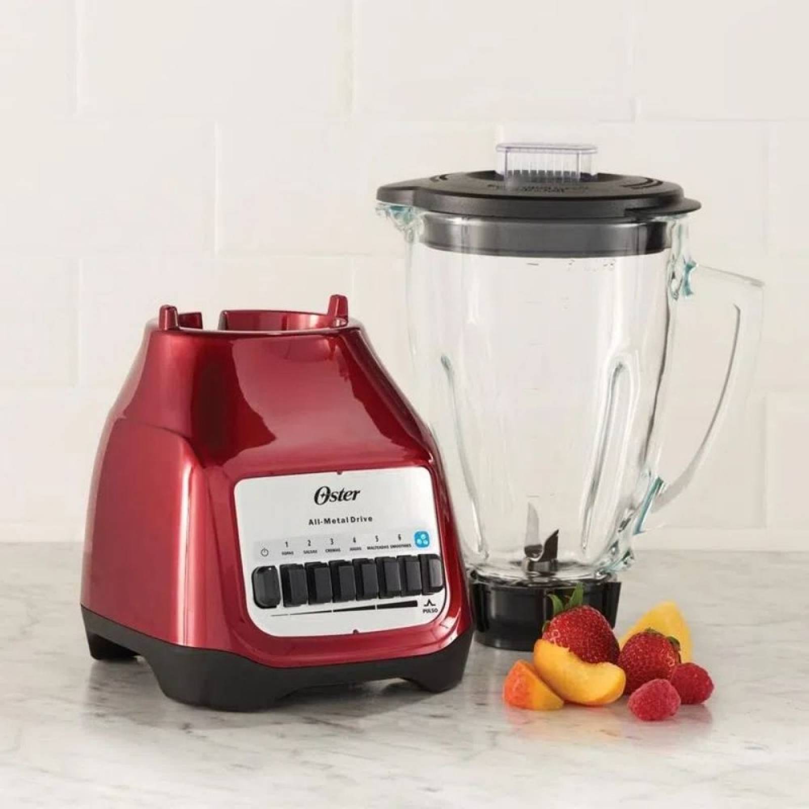 Licuadora 6vel vaso de vidrio 1.5lts roja oster