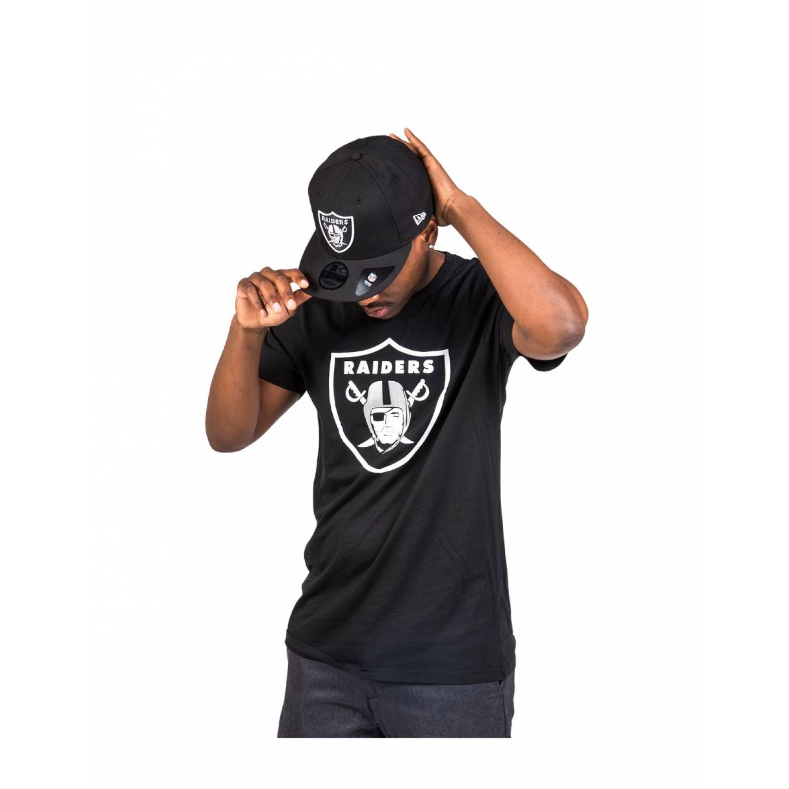 Playera NFL Talla EG de Manga Corta Raiders Gris Jaspe Hombre