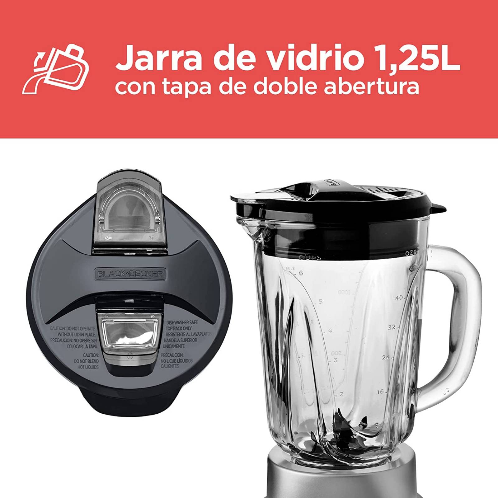 Licuadora 3vel 1.5lt vaso de vidrio digital black & decker