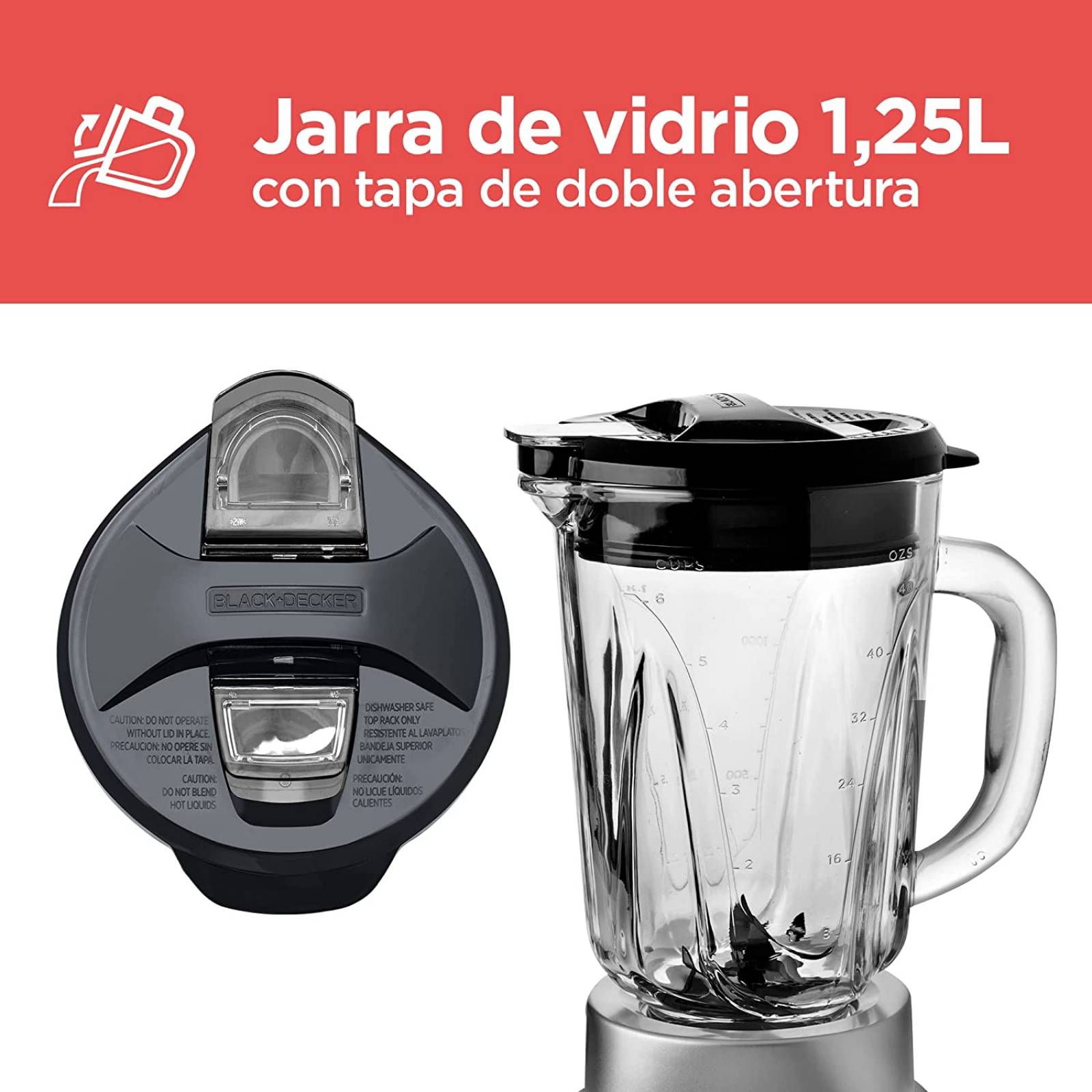 Licuadora Black + Decker 8 Velocidades Vaso de Vidrio