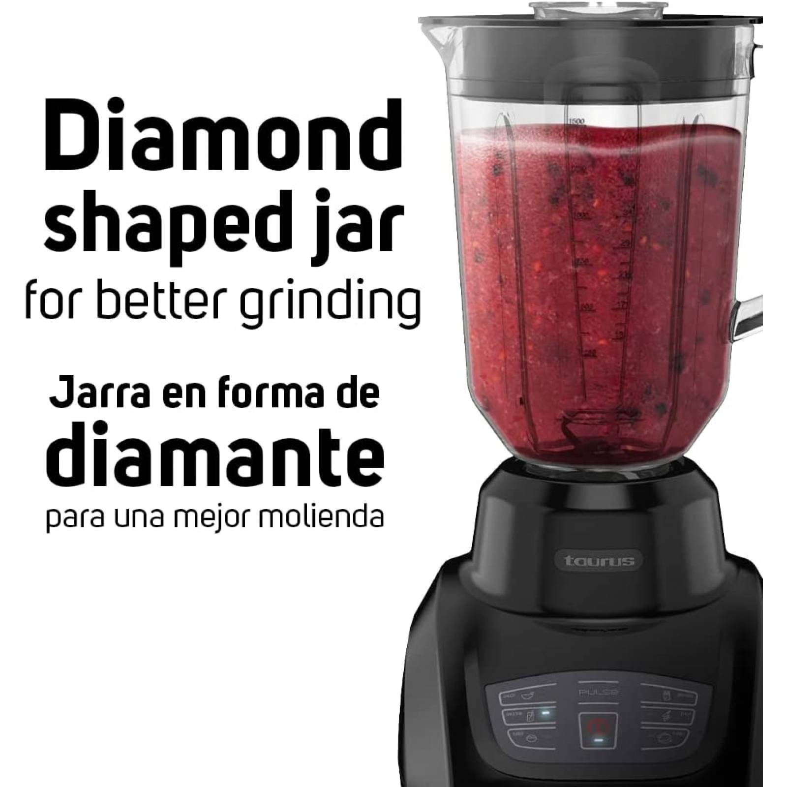 Batidora de vaso Kitchen Aid roja con jarra en forma de diamante.