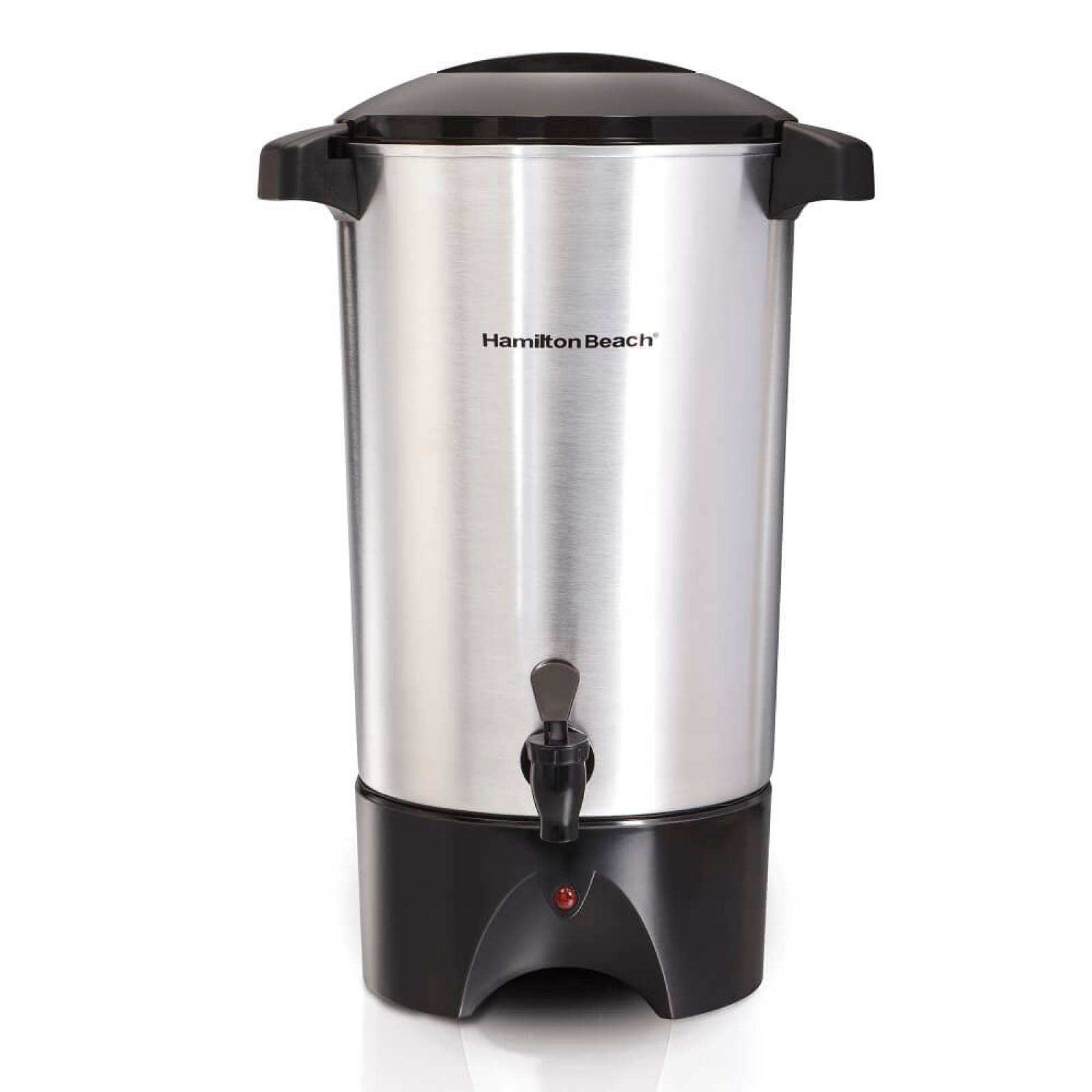 Cafetera 42 tazas hamilton beach color plata.