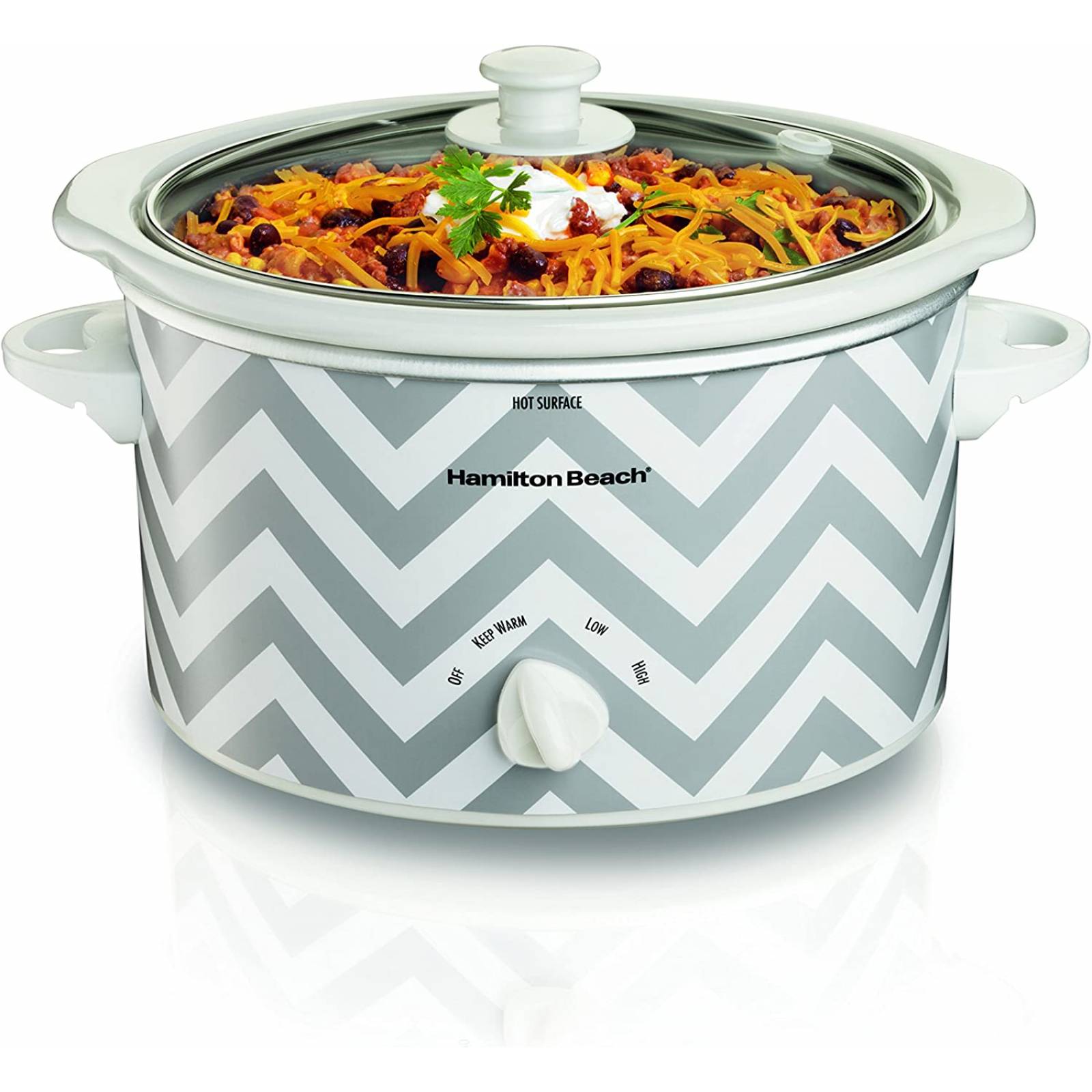 Olla de lento cocimiento 2.8lts blanca con gris hamilton beach