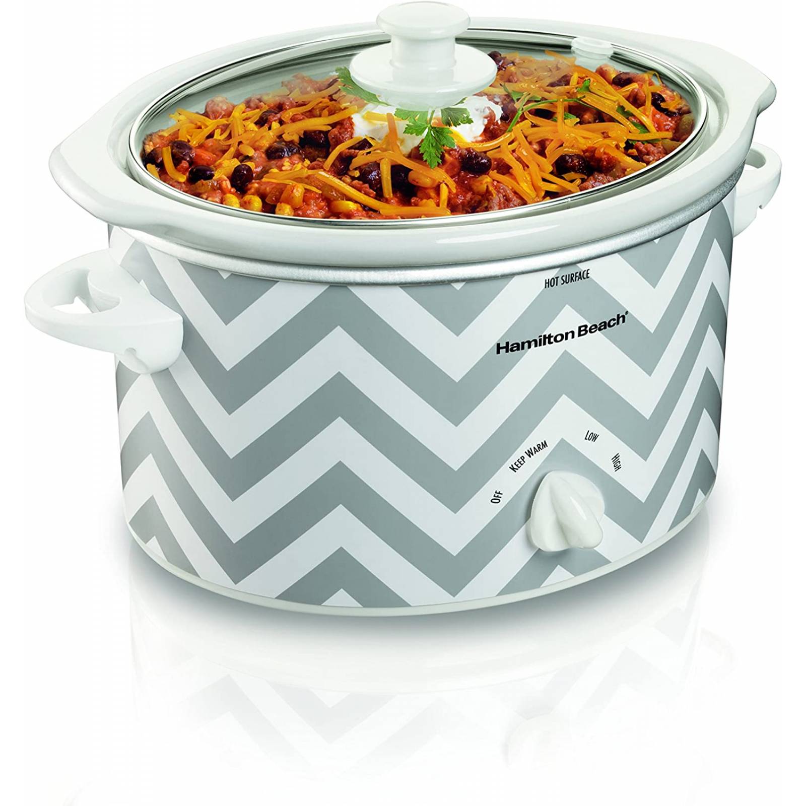 Olla de lento cocimiento 2.8lts blanca con gris hamilton beach