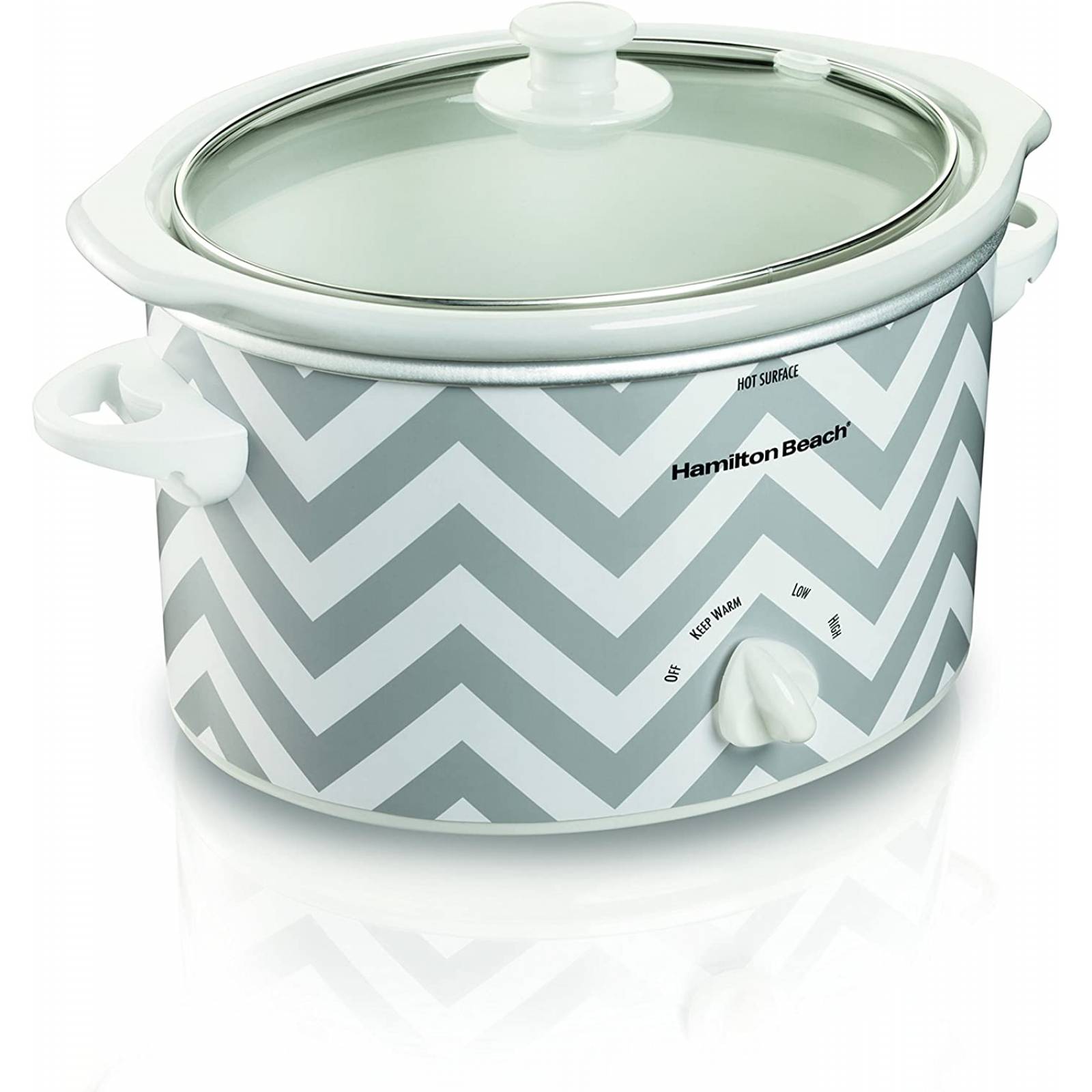 Olla de lento cocimiento 2.8lts blanca con gris hamilton beach
