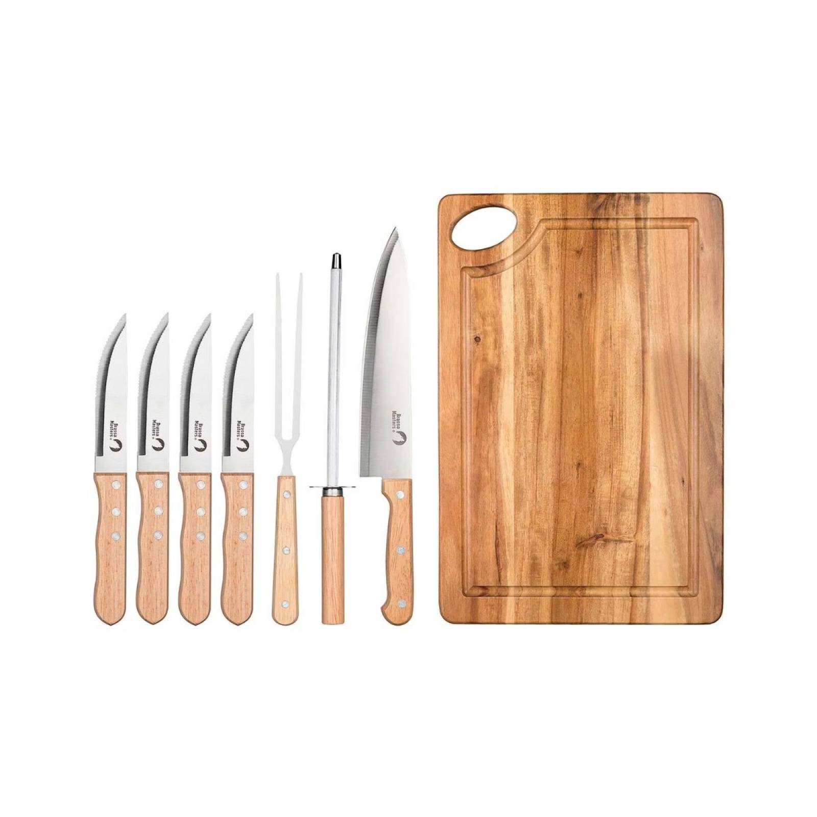 Set de asado 8 piezas marca brassa masters