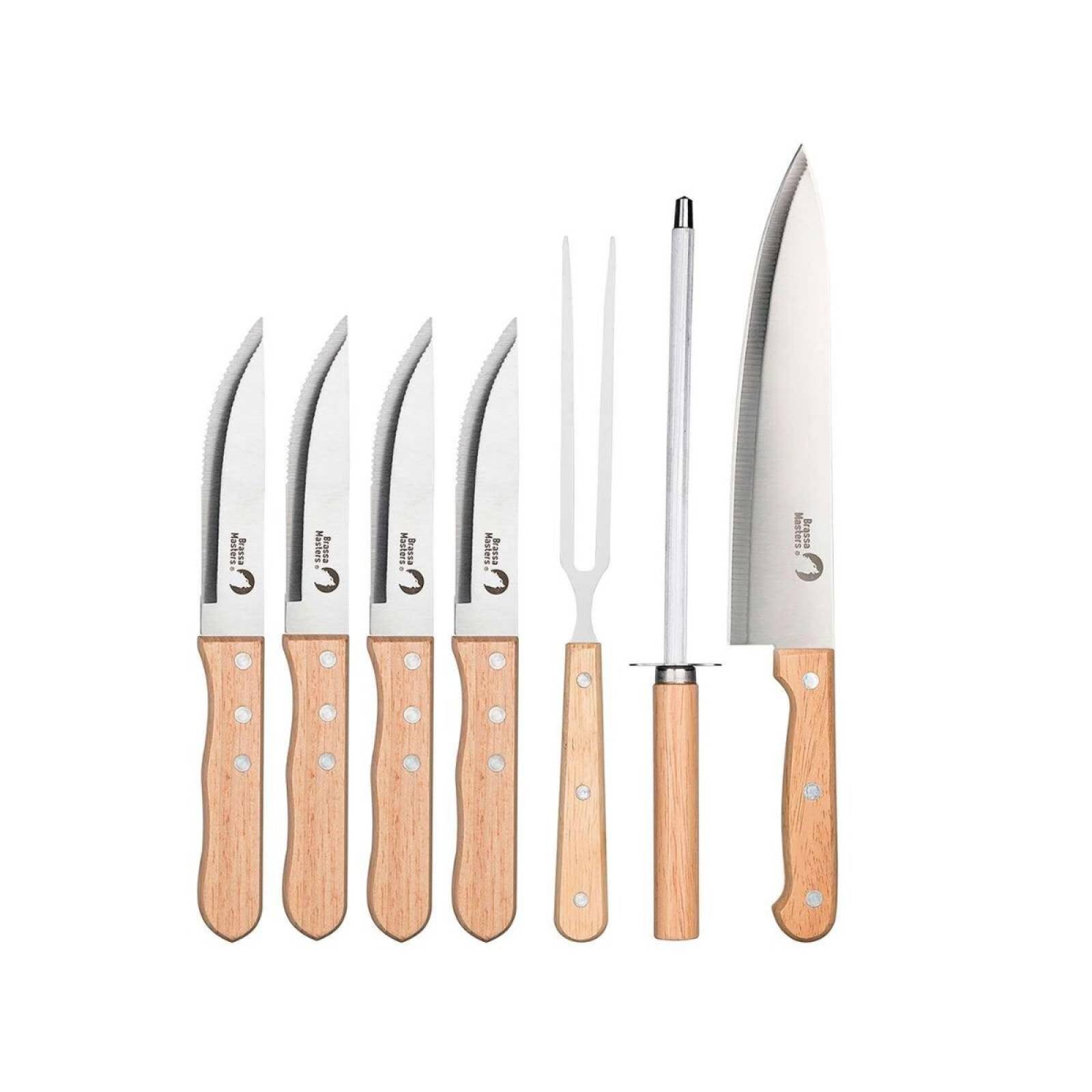 Set de asado 8 piezas marca brassa masters