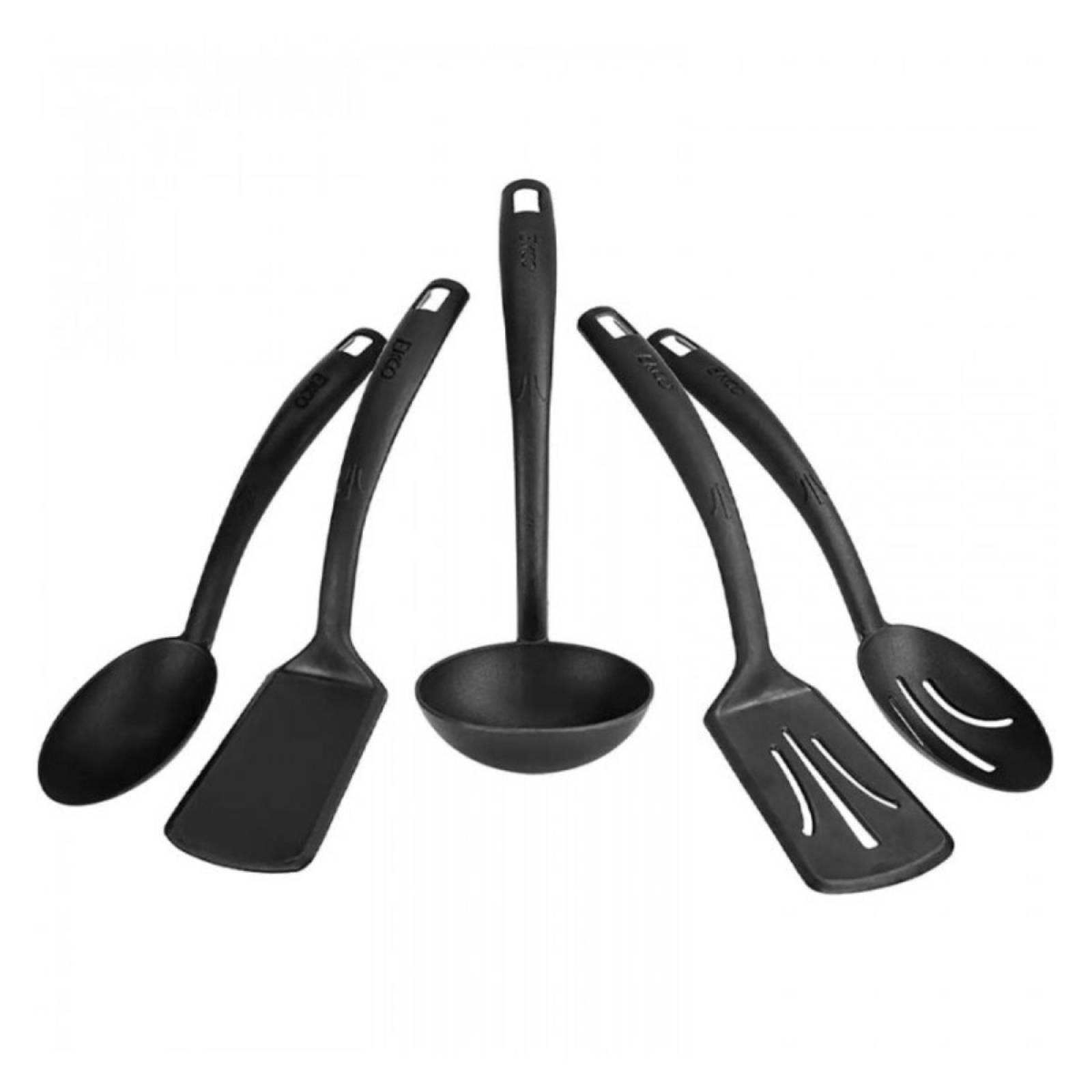 Set 5 Pack utensilios de cocina color negro marca Ekco