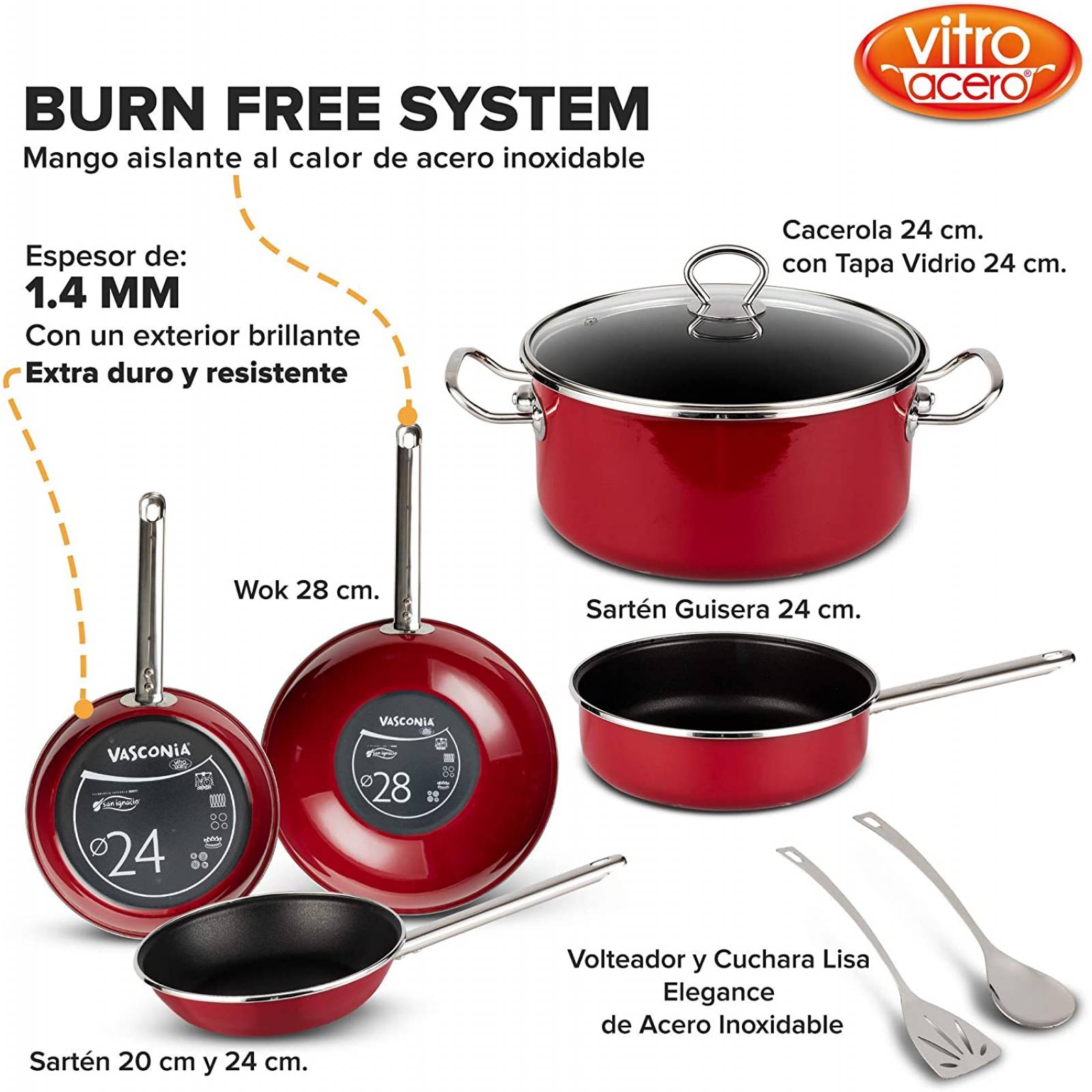 Batería de Cocina Vasconia Elegance de 8 Piezas de Vitroacero  4038187