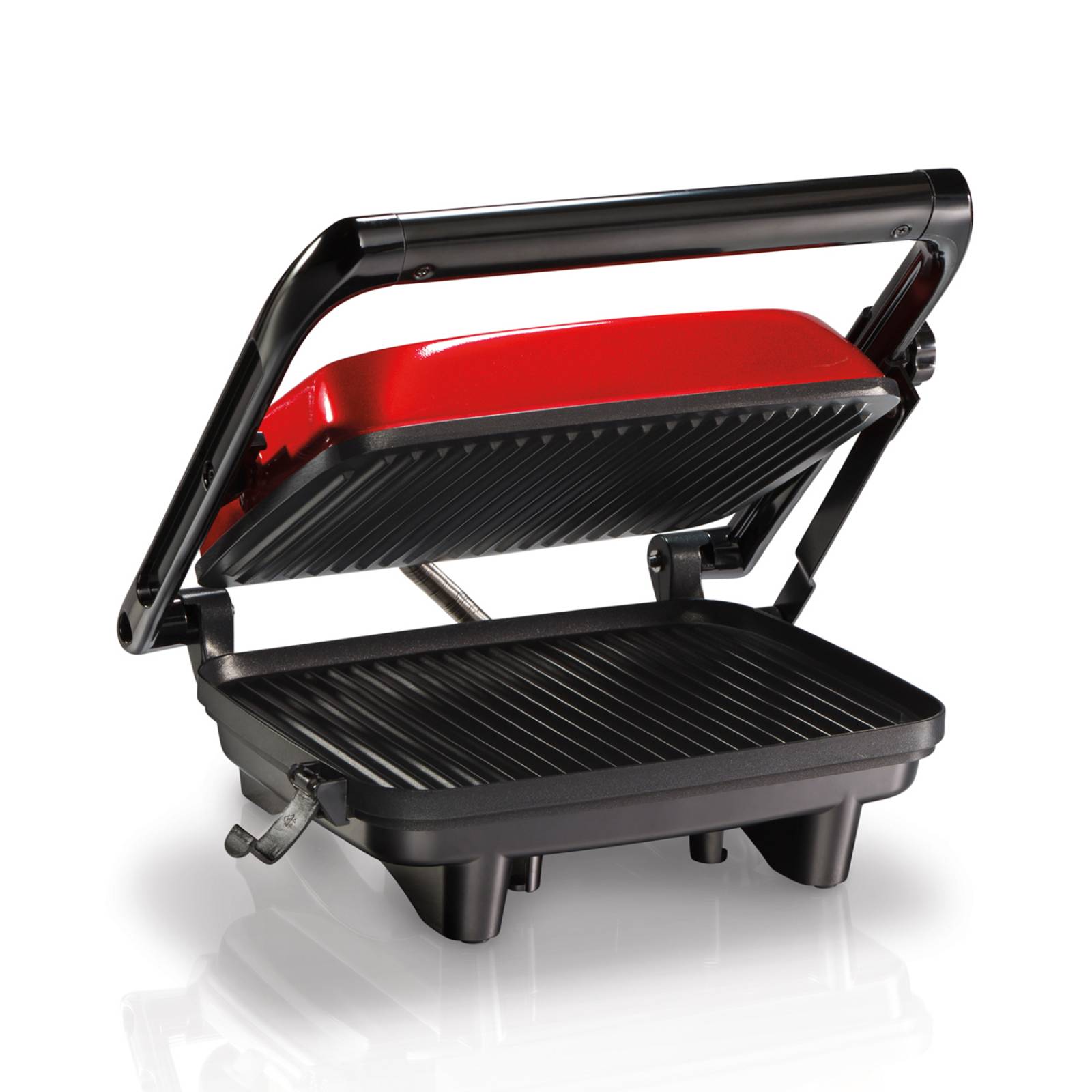 Sandwichera Eléctrica Y Parrilla Doble 1000W - Placas Antiadherentes 23x15 Cm, Apertura 180º, Rojo Y Negro, Ideal Para Paninis Y Carnes