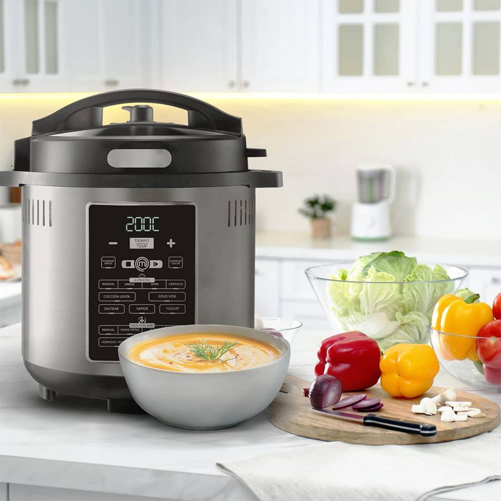Olla Multifunción de Aire 6Lt 1500W MasterChef MK-AFP-6SV