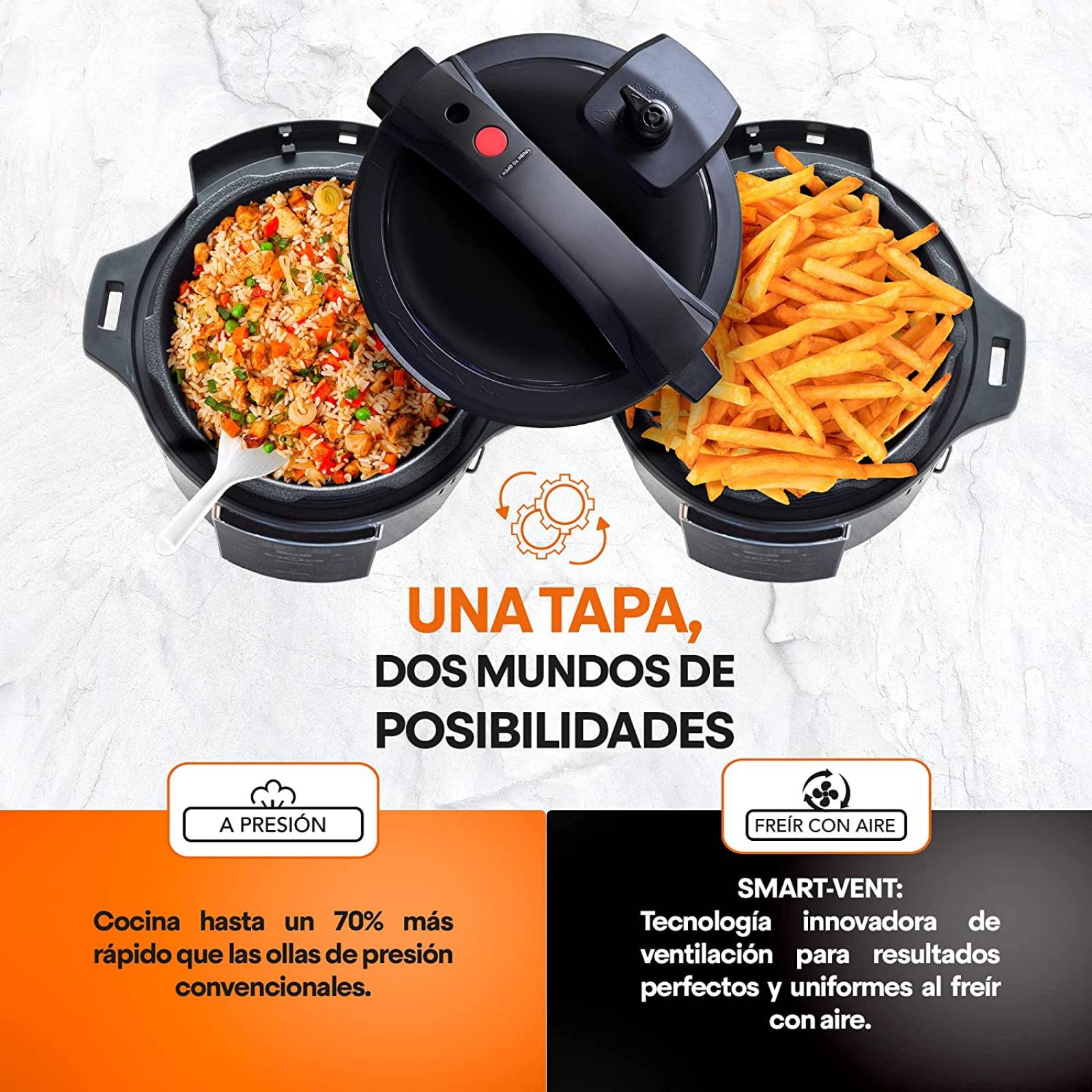 Olla Multifunción de Aire 6Lt 1500W MasterChef MK-AFP-6SV