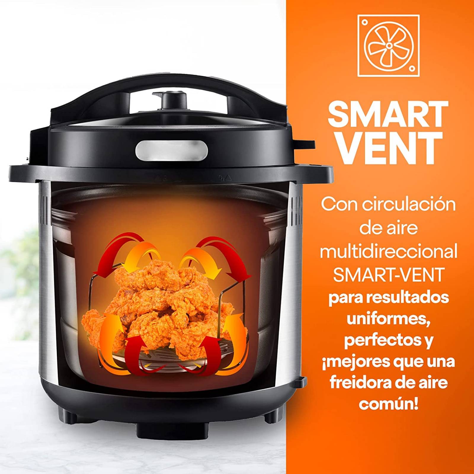 Olla Multifunción de Aire 6Lt 1500W MasterChef MK-AFP-6SV