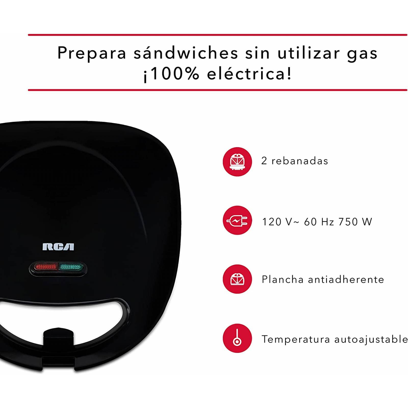 Sandwichera Eléctrica Antiadherente RCA RC-204