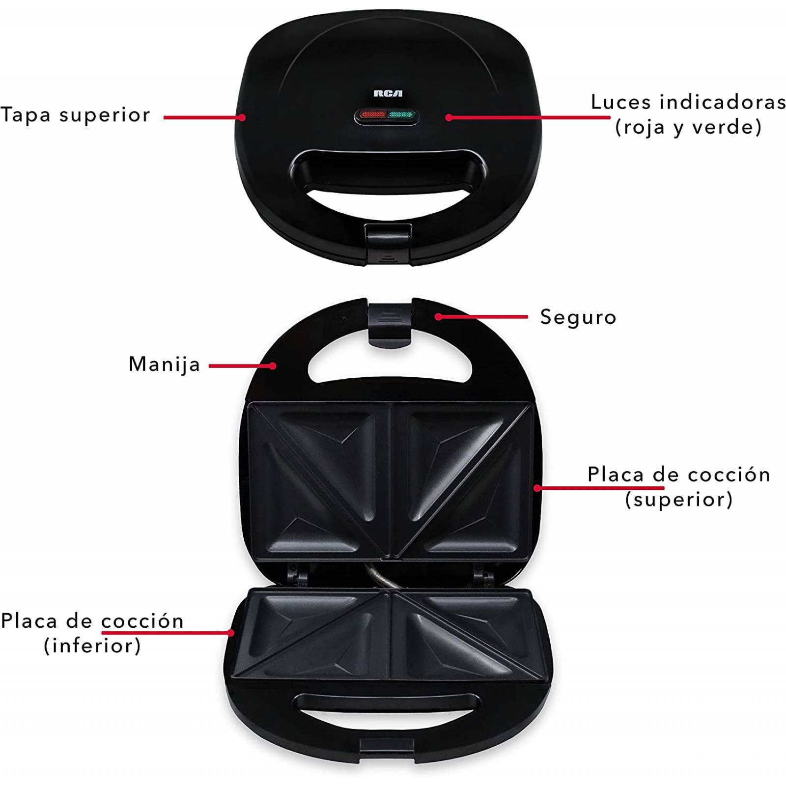 Sandwichera Eléctrica Antiadherente RCA RC-204