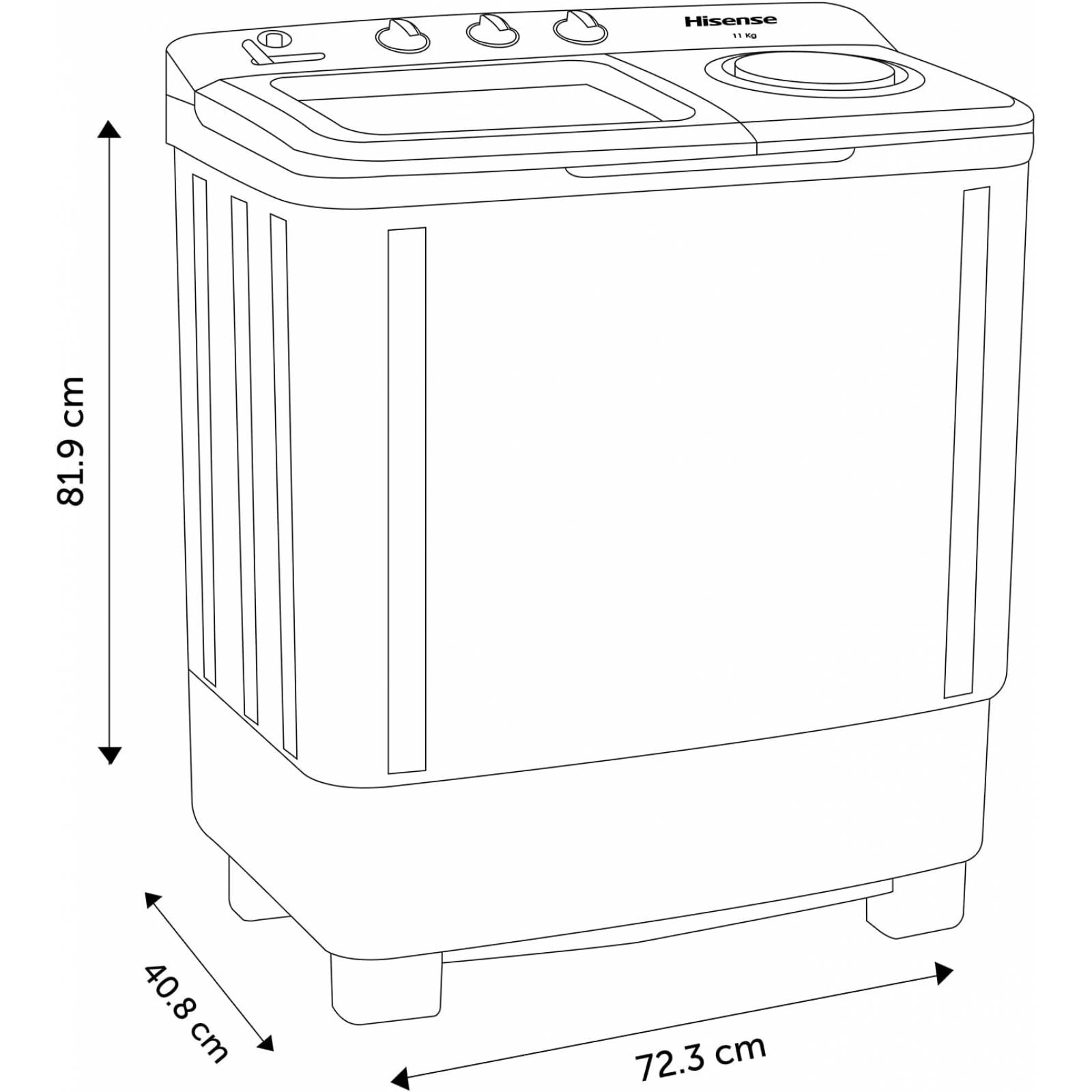 Lavadora Semiautomática Doble Tina 11 Kilos Hisense WSA1102PCN – Waldo's