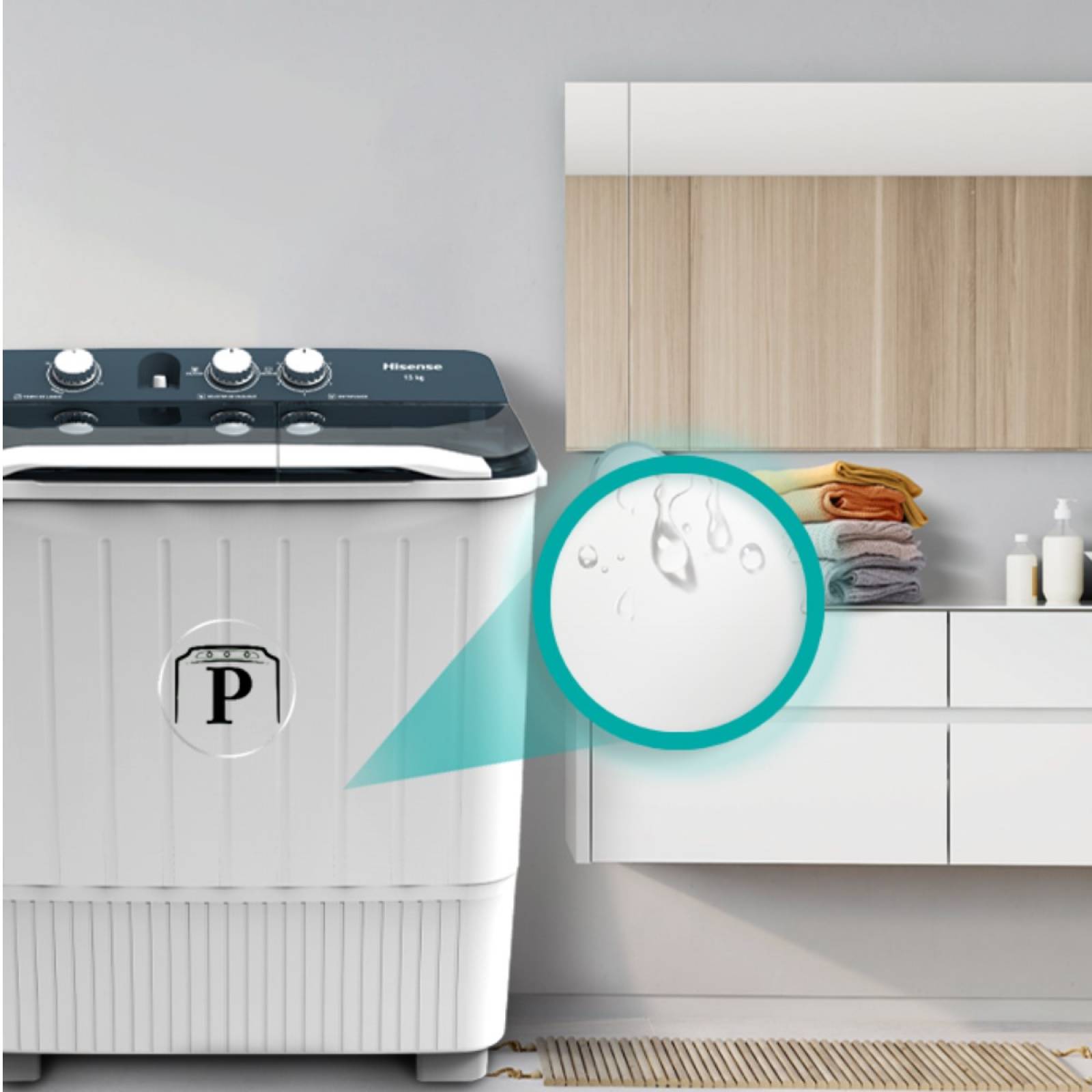 Lavadora Doble Tina Semiautomática WSA1301P 13kg Hisense