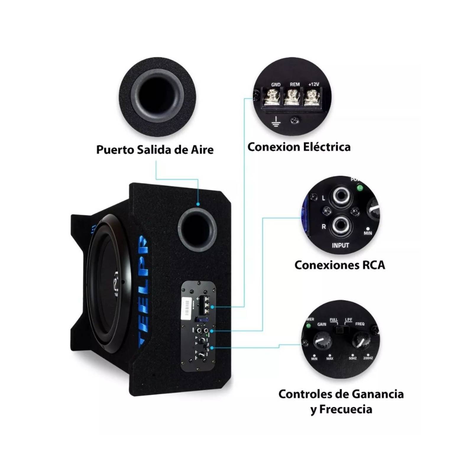 Subwoofer 12' Amplificado 1200 W Spl Alta Presión Steelpro