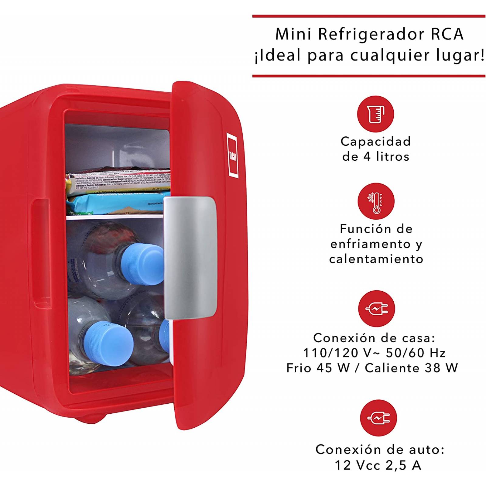 Mini Refrigerador Frigobar Portátil Rojo 12V RC-4R RCA