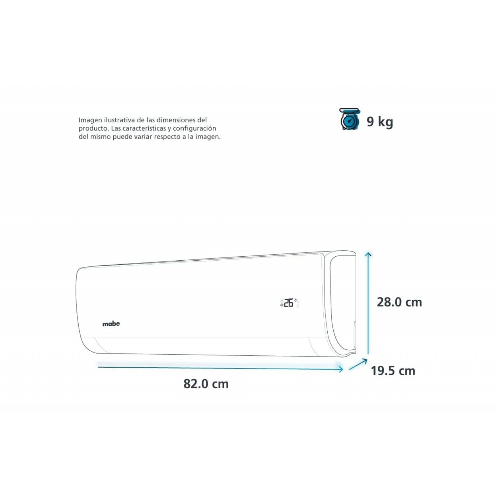 Aire Acondicionado Mini Split Frío 1 Tonelada Mabe Blanco