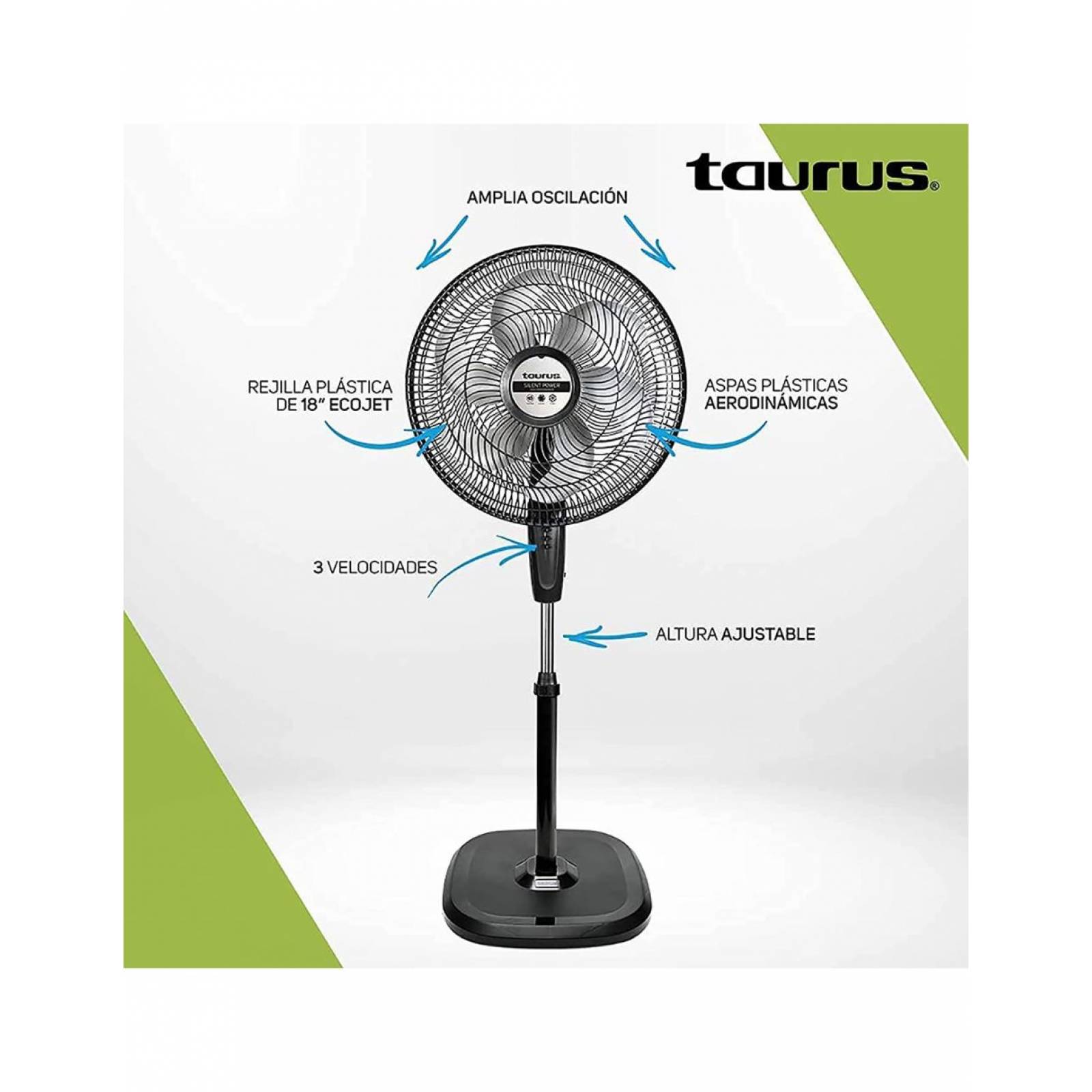 Ventilador Pedestal 18 Pulgadas 3 Vel. SILENT POWER Taurus