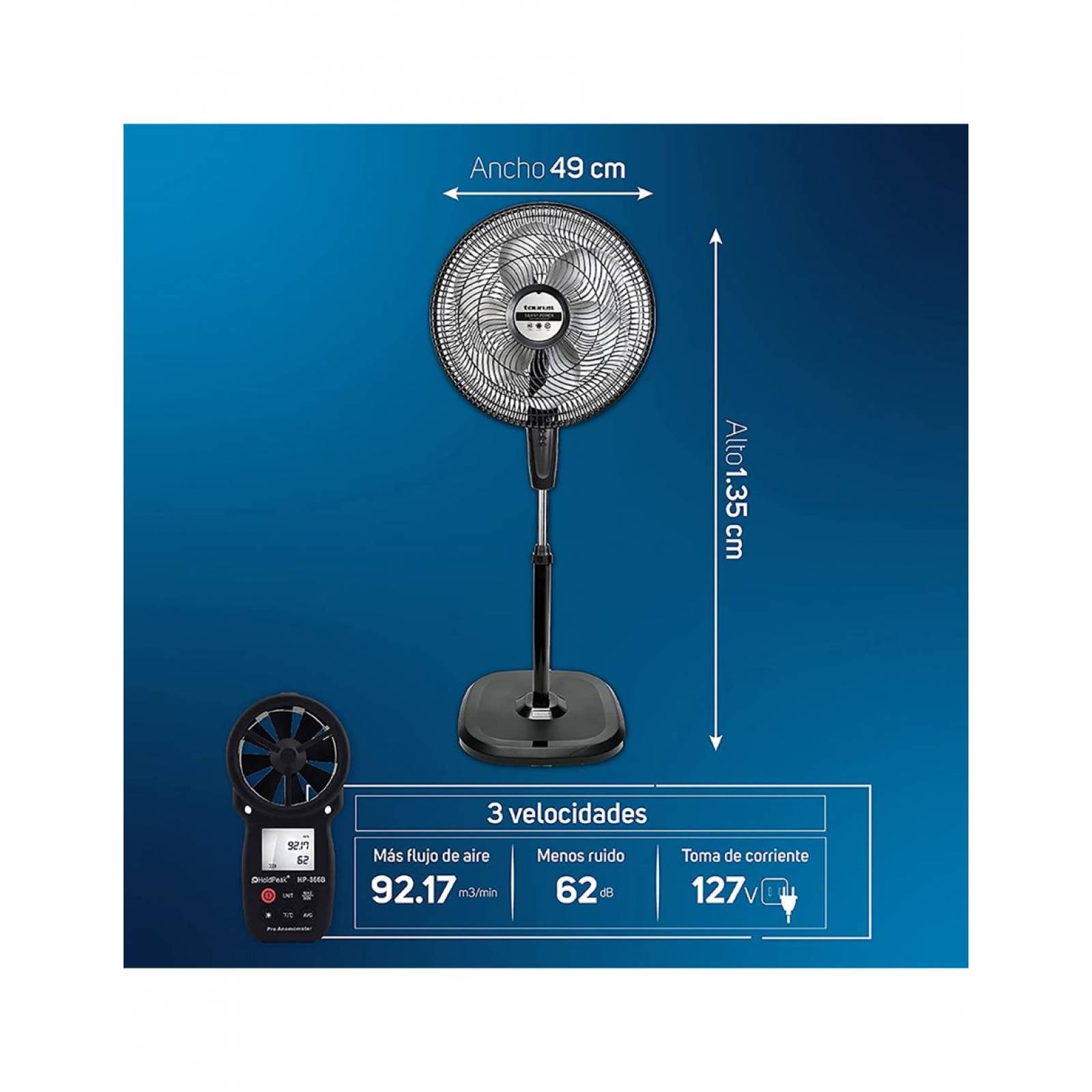 Ventilador Pedestal 18 Pulgadas 3 Vel. SILENT POWER Taurus