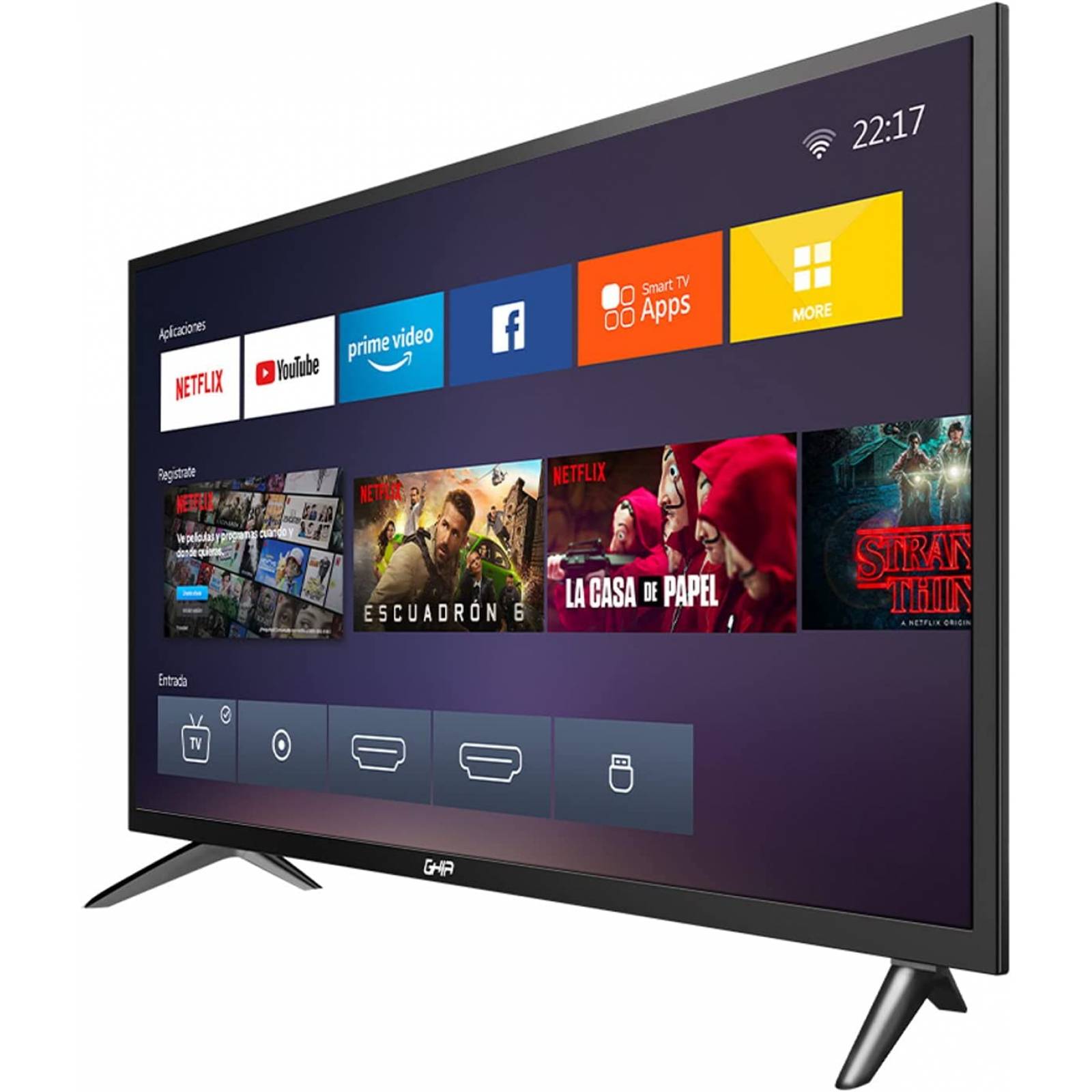 Pantalla 32 Pulgadas LED Smart TV HD Ghia G32NTFXHD20 Negro