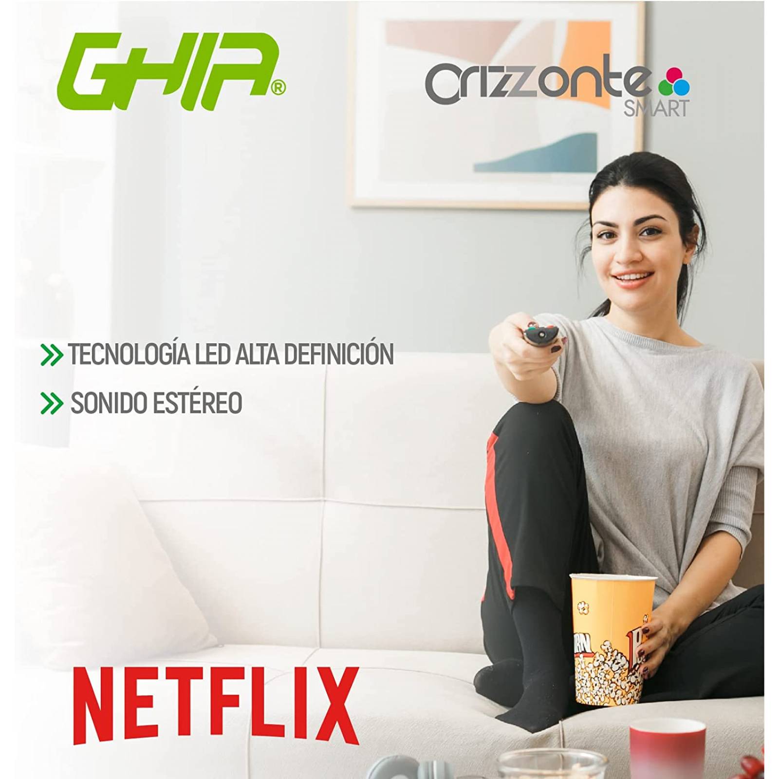 Pantalla 32 Pulgadas LED Smart TV HD Ghia G32NTFXHD20 Negro