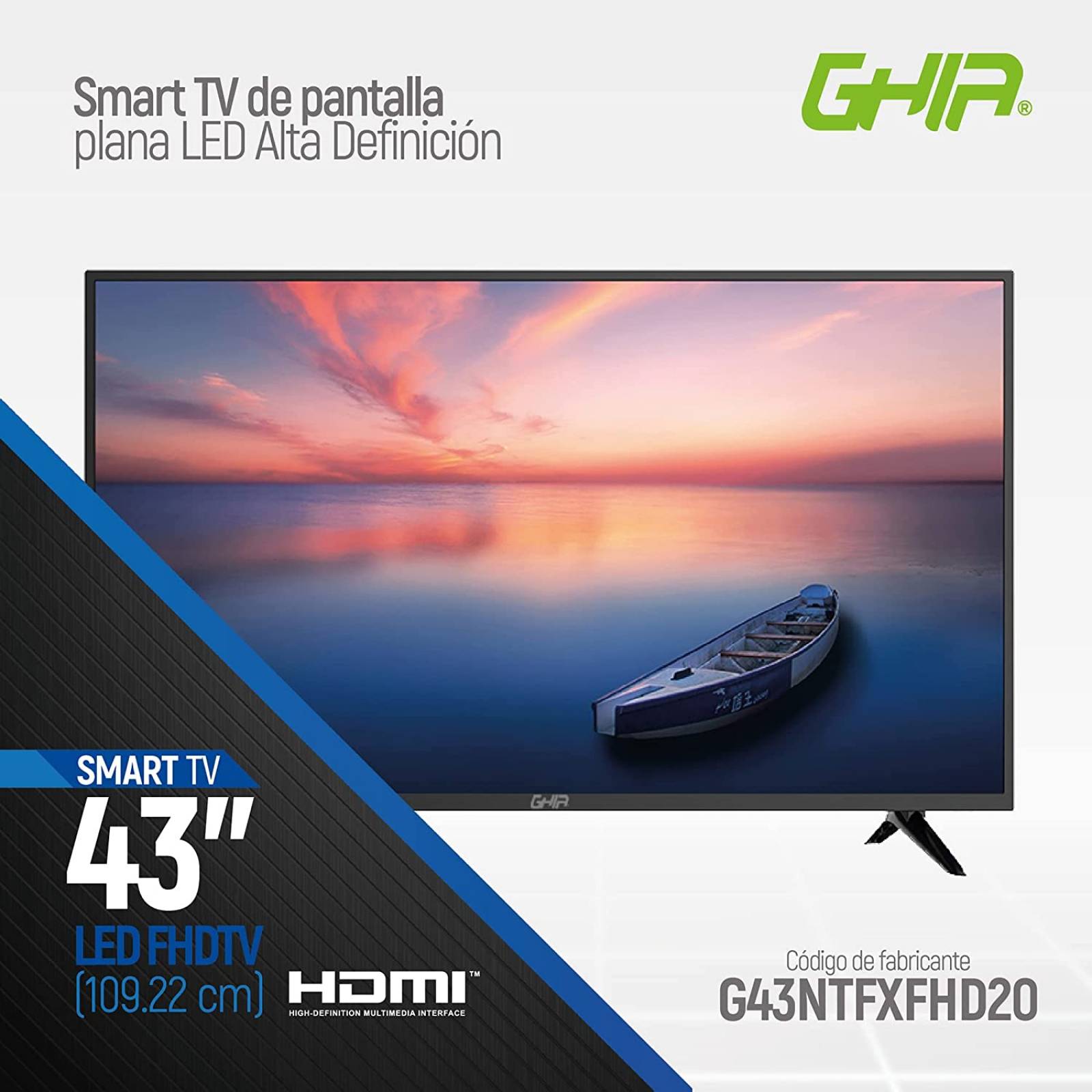 Pantalla 43 Pulgadas LED Smart TV Full HD Ghia G43NTFXFHD20