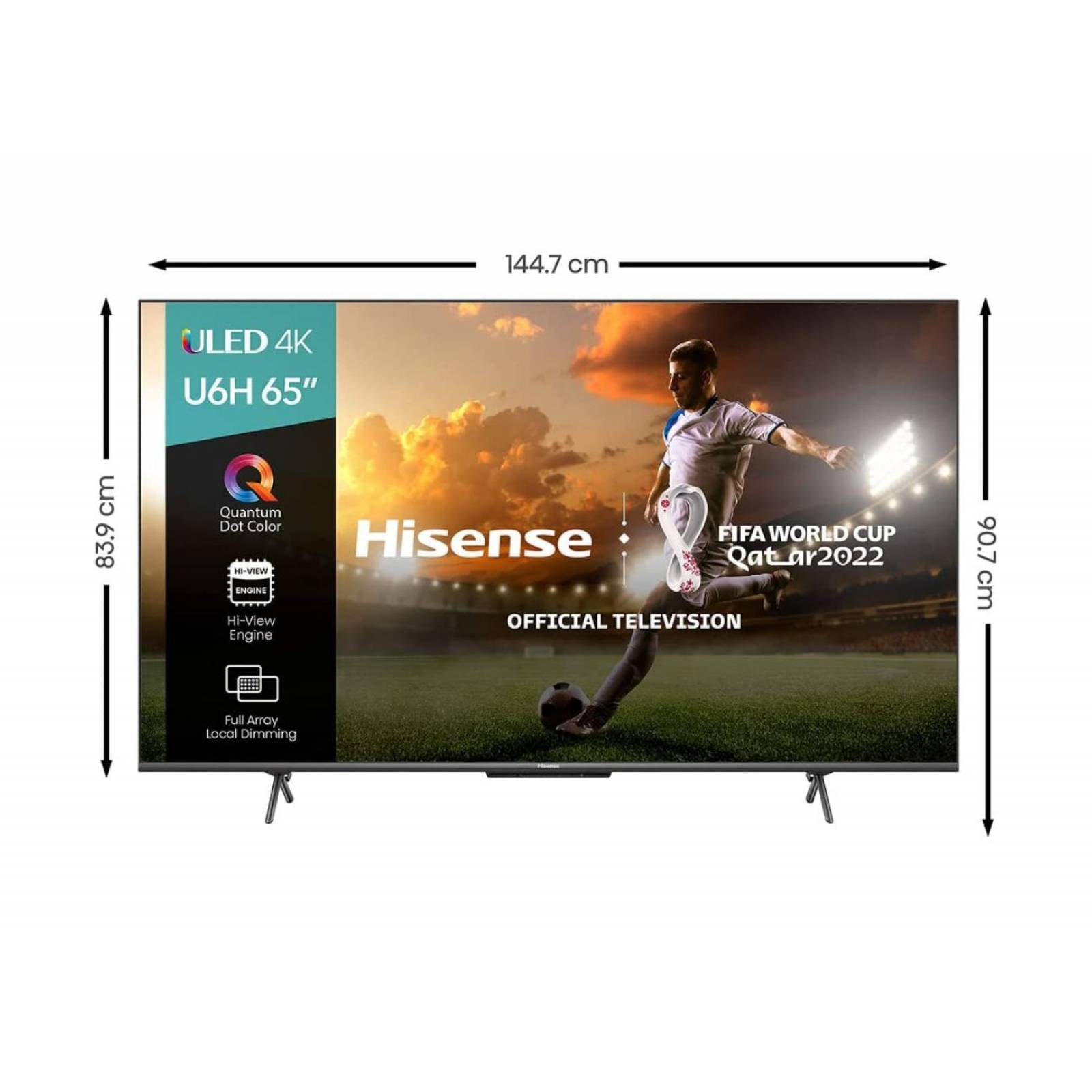 Pantalla Hisense ULED 4K 65 Google control Voz Alexa 65U6H"